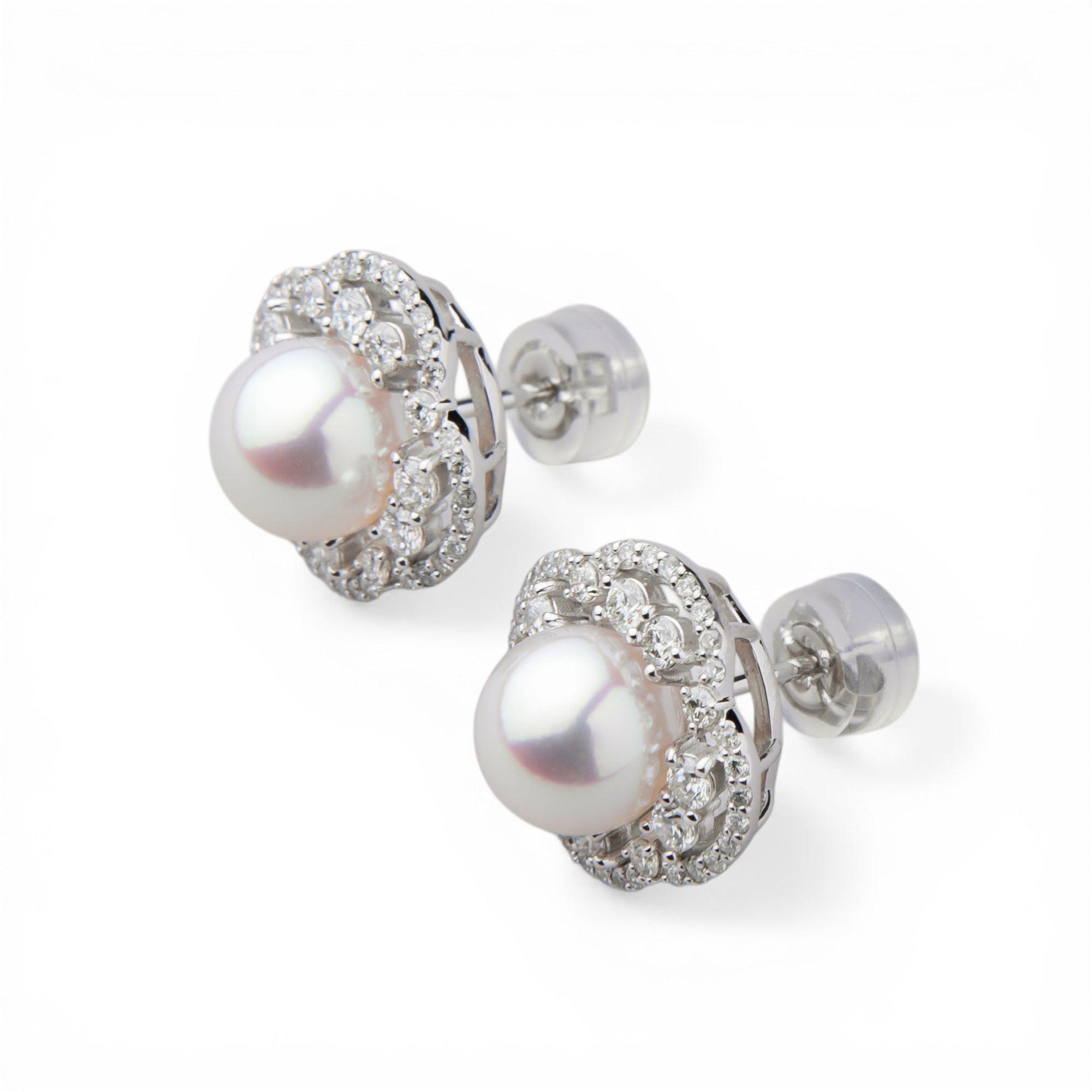 Aurora HANADAMA Akoya Pearl Diamond Earrings 7.0-7.5mm PT900 -TOP Quality-