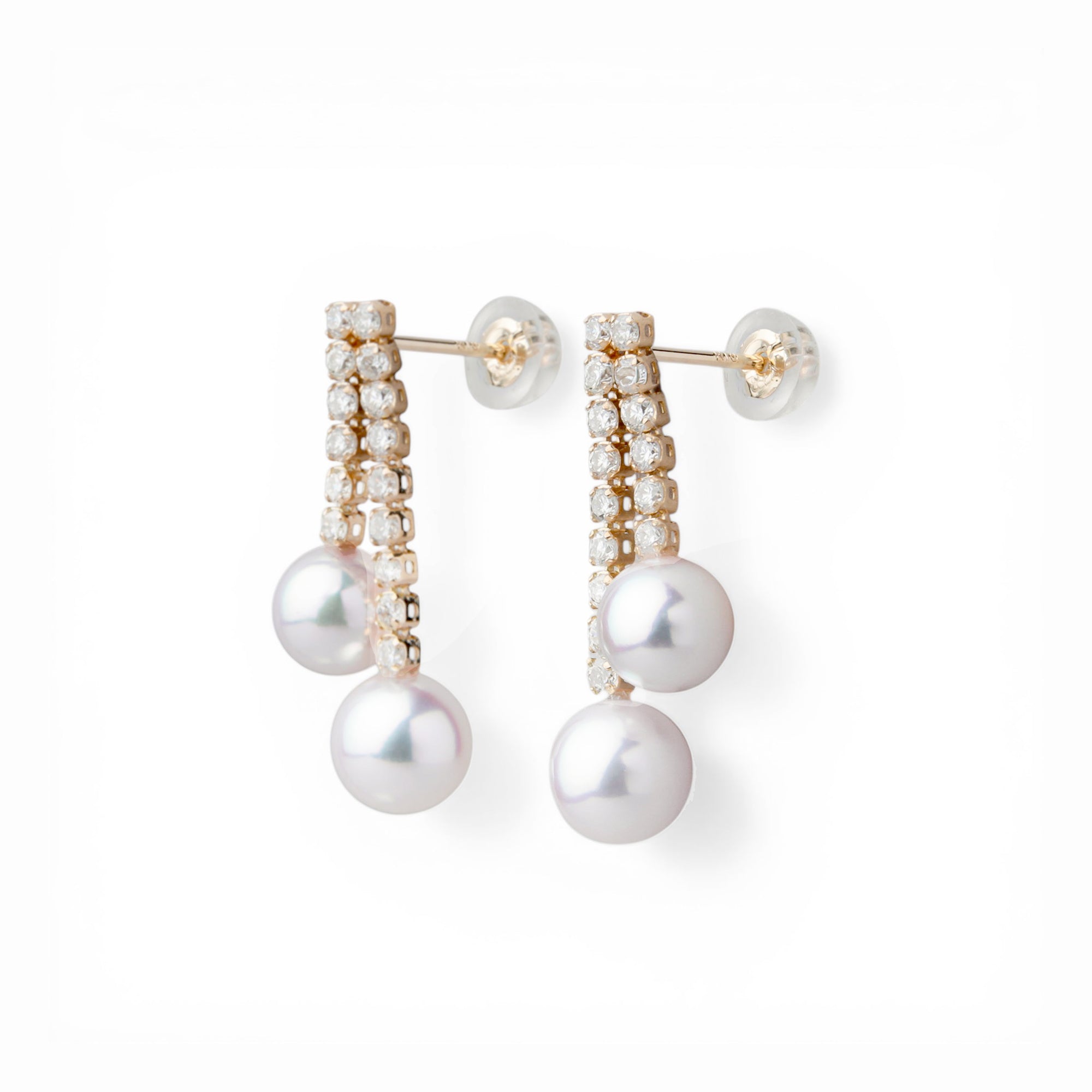 Akoya Pearl Diamond Earrings 5.5-6.5mm K18YG/PT900 [WSP]