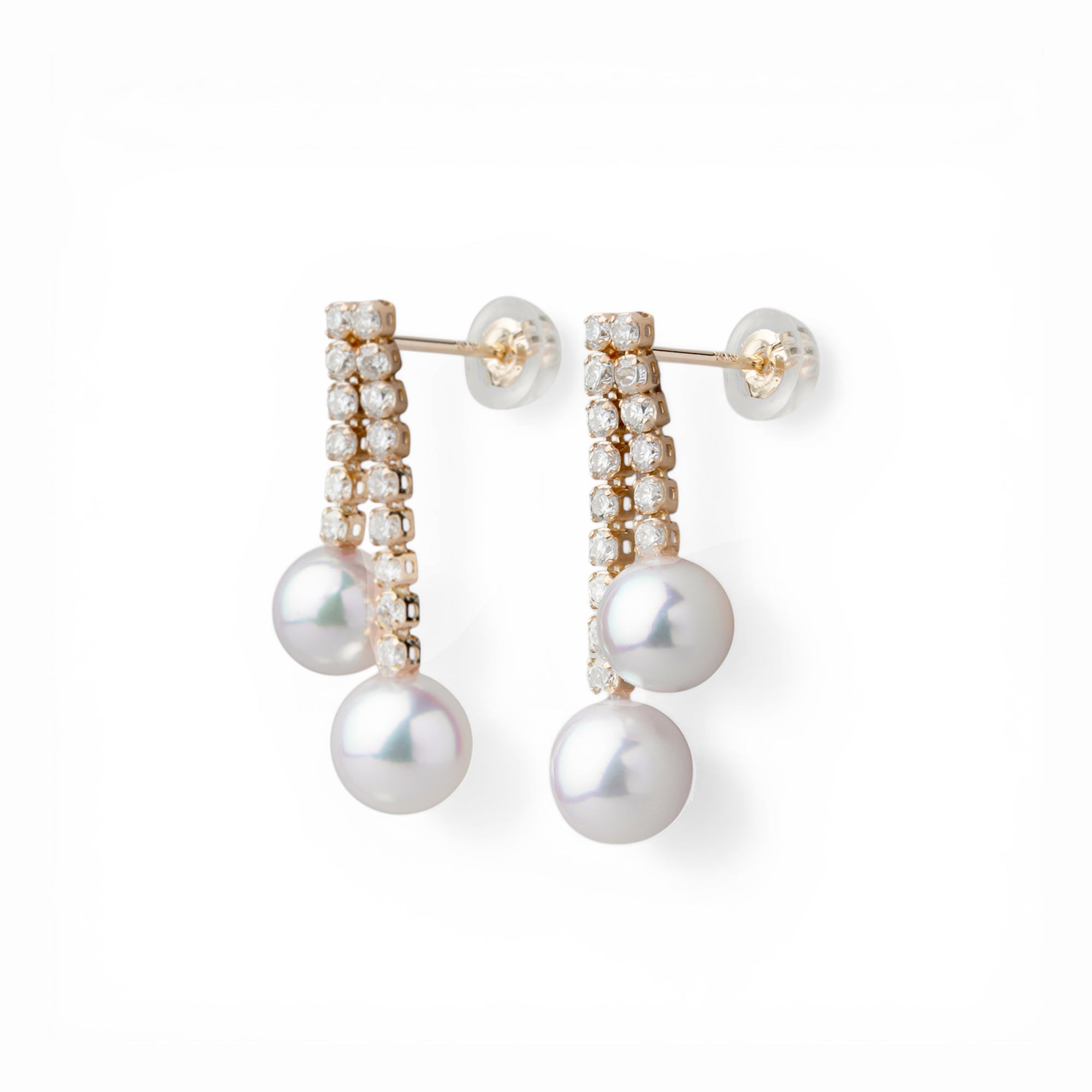 Akoya Pearl Diamond Earrings 5.5-6.5mm K18YG/PT900