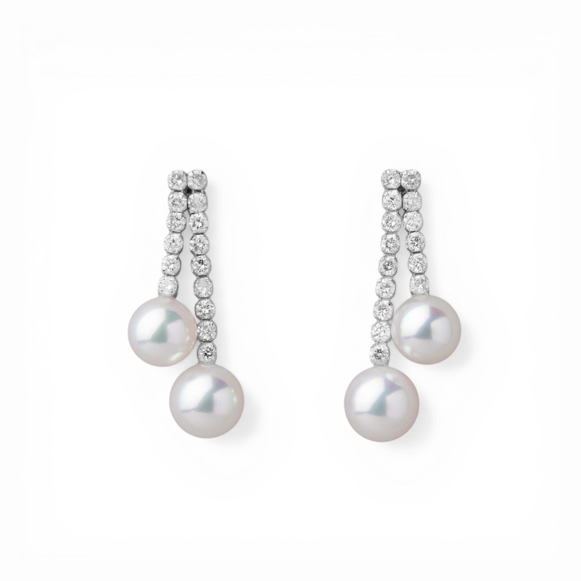 Akoya Pearl Diamond Earrings 5.5-6.5mm K18YG/PT900