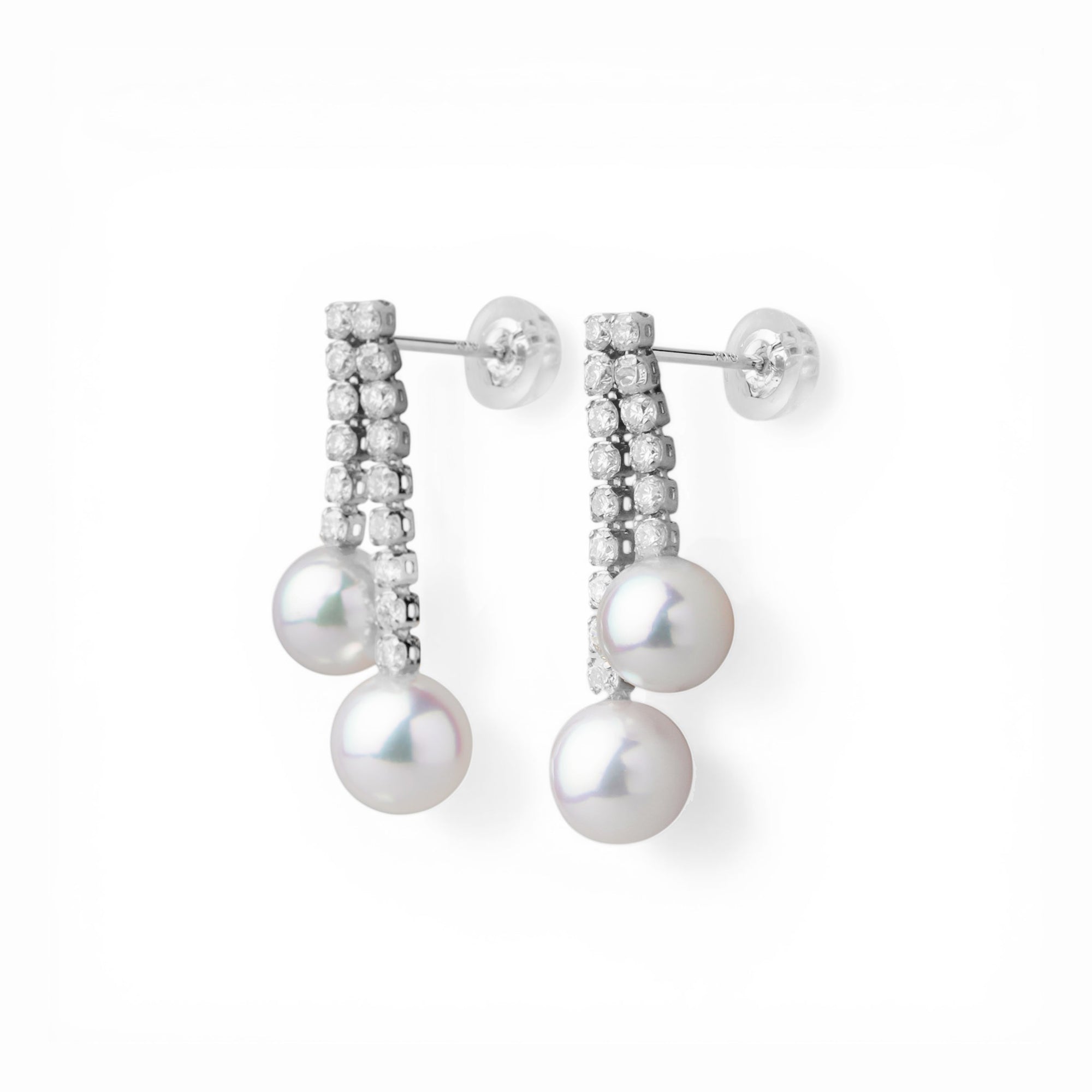 Akoya Pearl Diamond Earrings 5.5-6.5mm K18YG/PT900