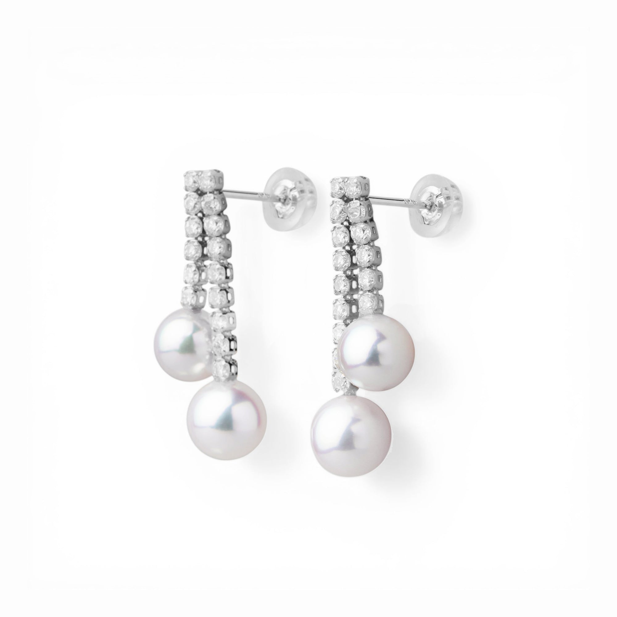 Akoya Pearl Diamond Earrings 5.5-6.5mm K18YG/PT900 [WSP]
