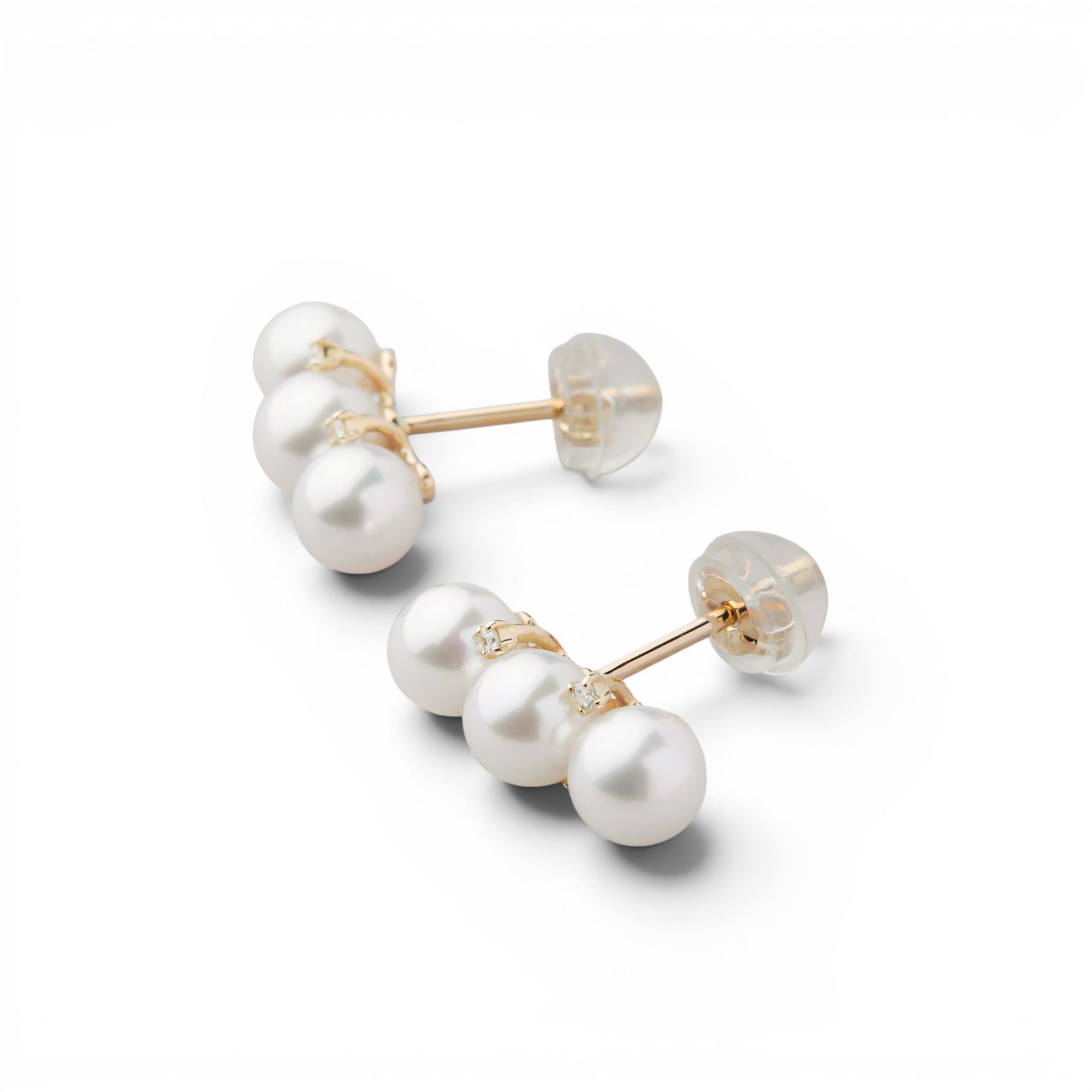 Carina Akoya Pearl 3-Pearl Earrings 4.5-5.0mm K18YG