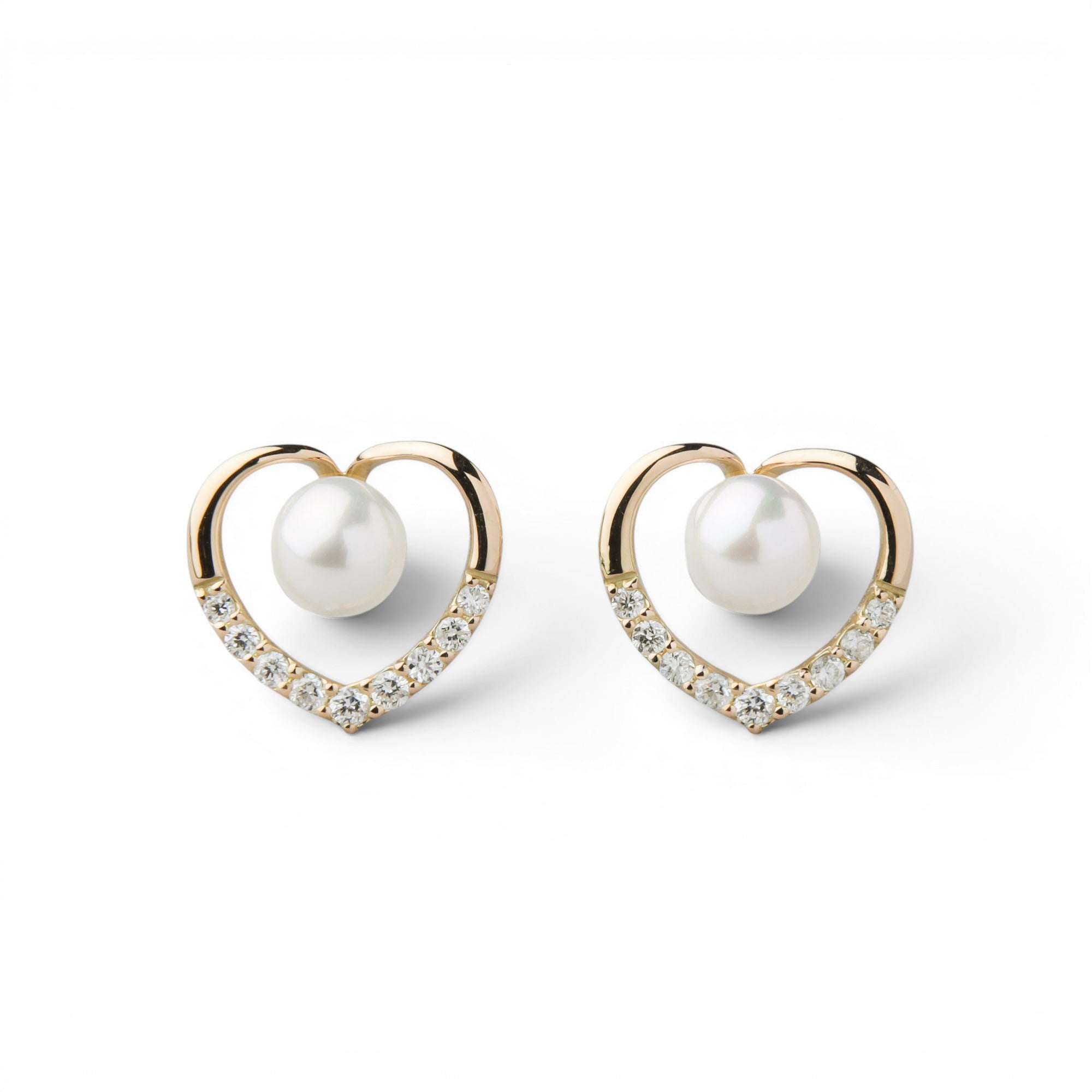 Petit Claire Akoya Pearl Pierced Earrings 4.5-5.0mm K18YG/PT900 Heart