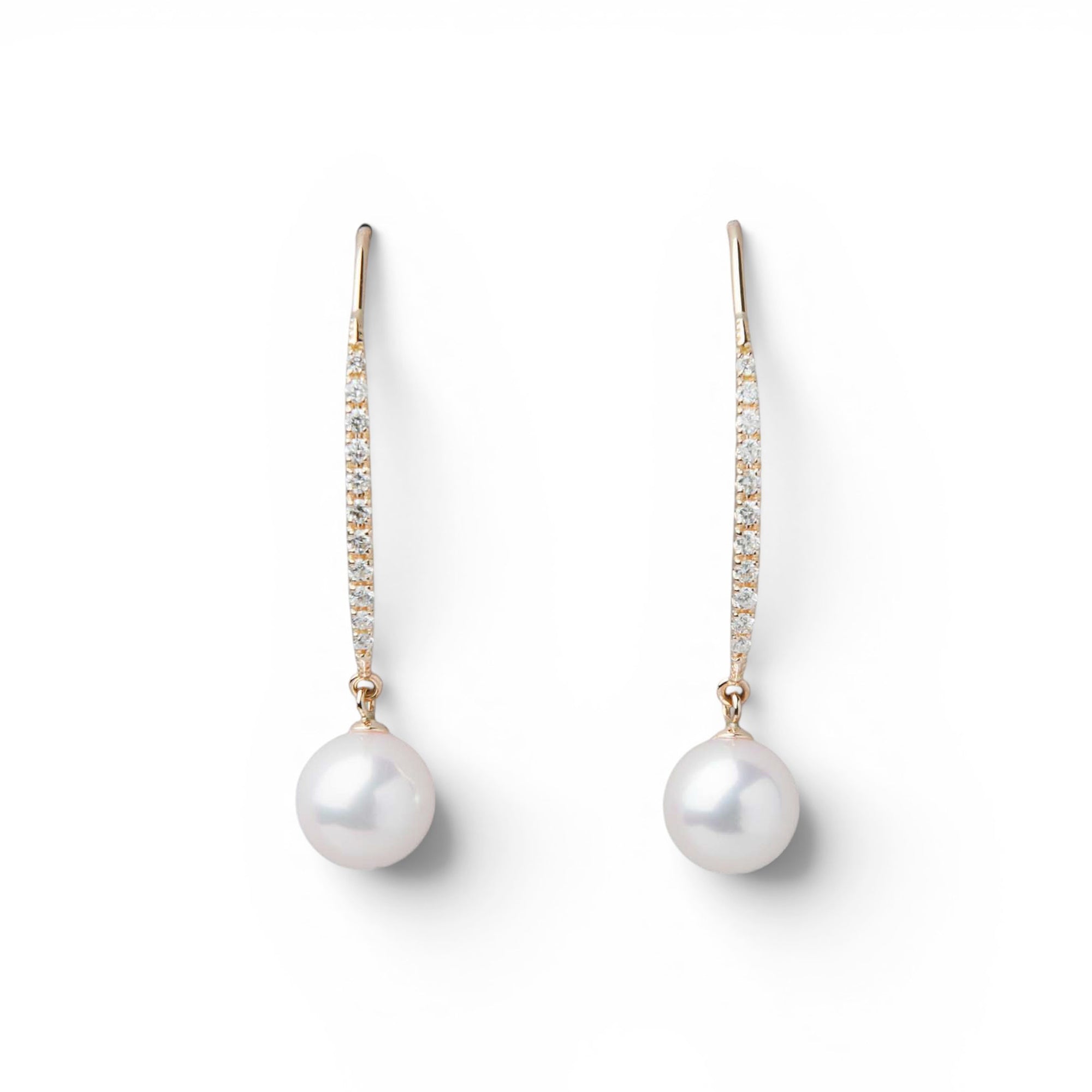 Akoya Pearl Hook Earrings 6.5-7.0mm K18YG/PT900