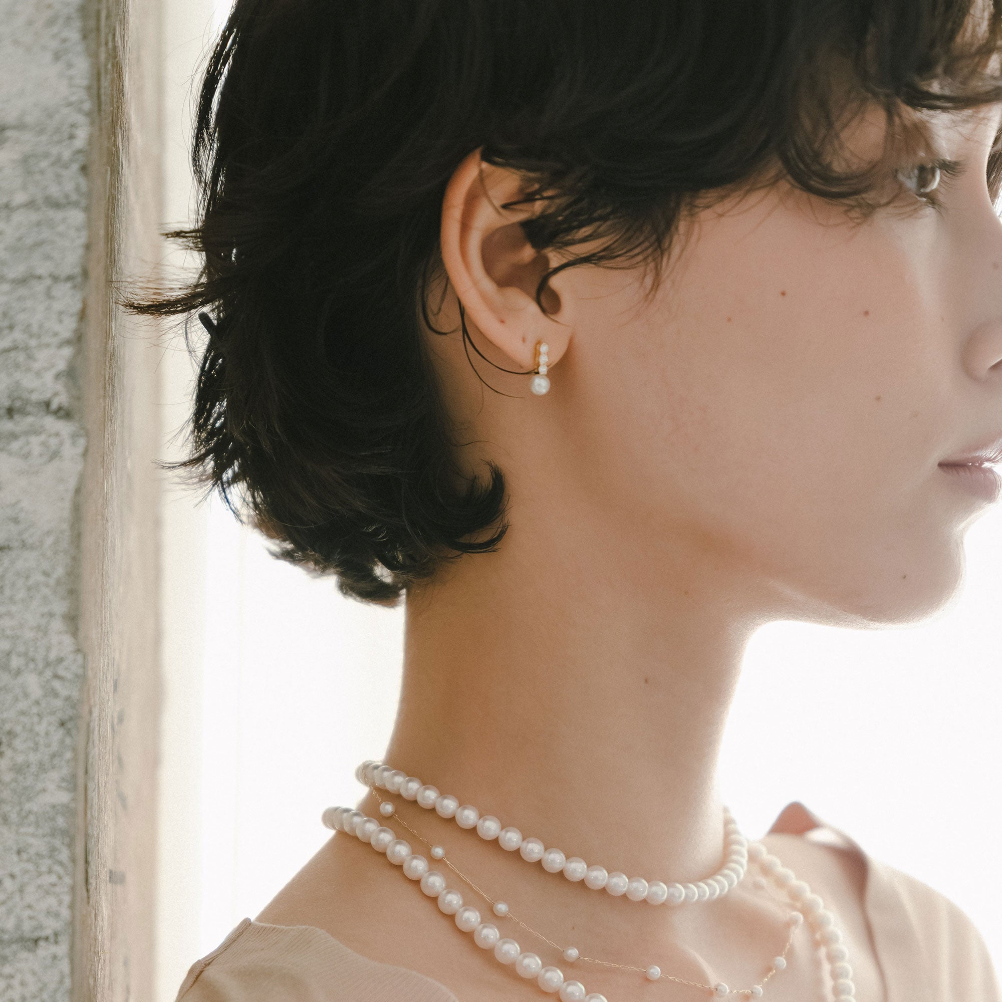 Petit Claire Akoya Pearl Earrings 4.5-5.0mm PT900/K18YG