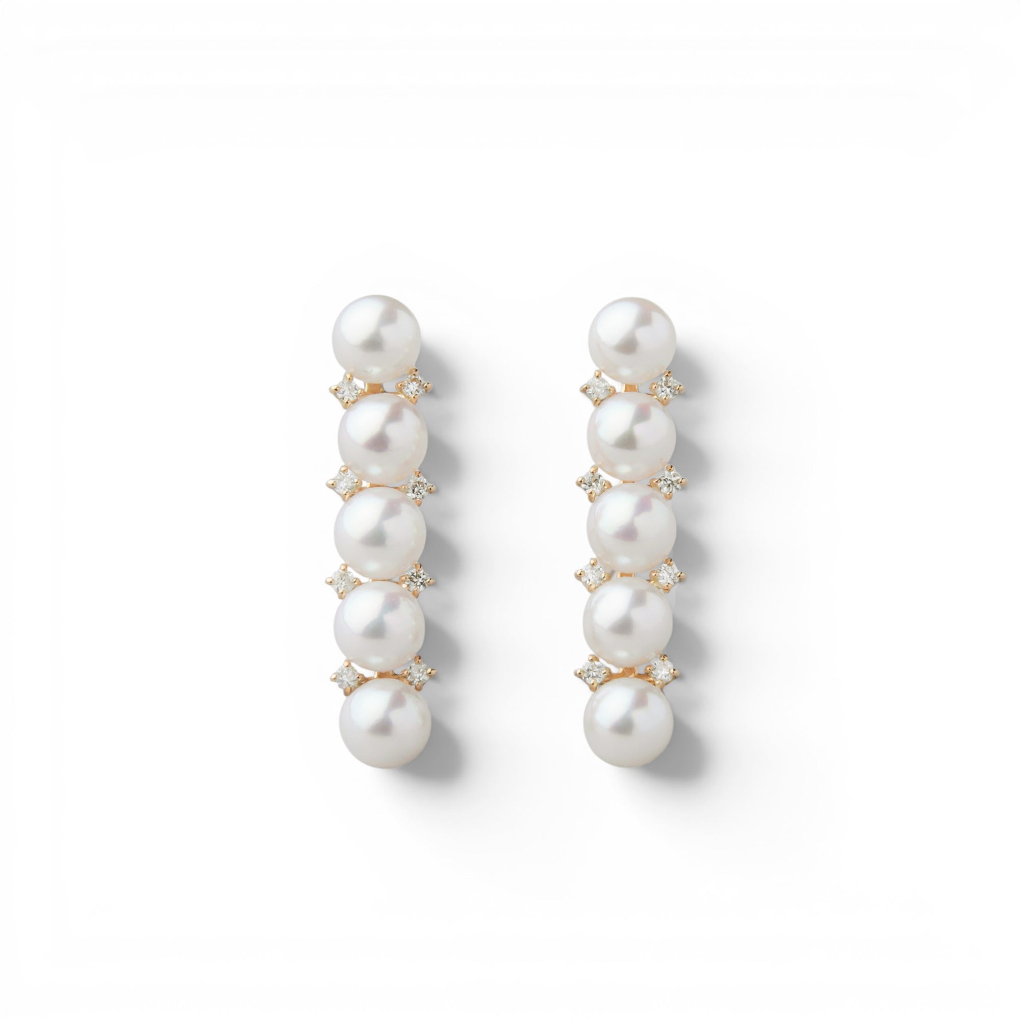 Carina Akoya Pearl 5-Stone Pierced Earrings 3.5-4.0mm K18YG
