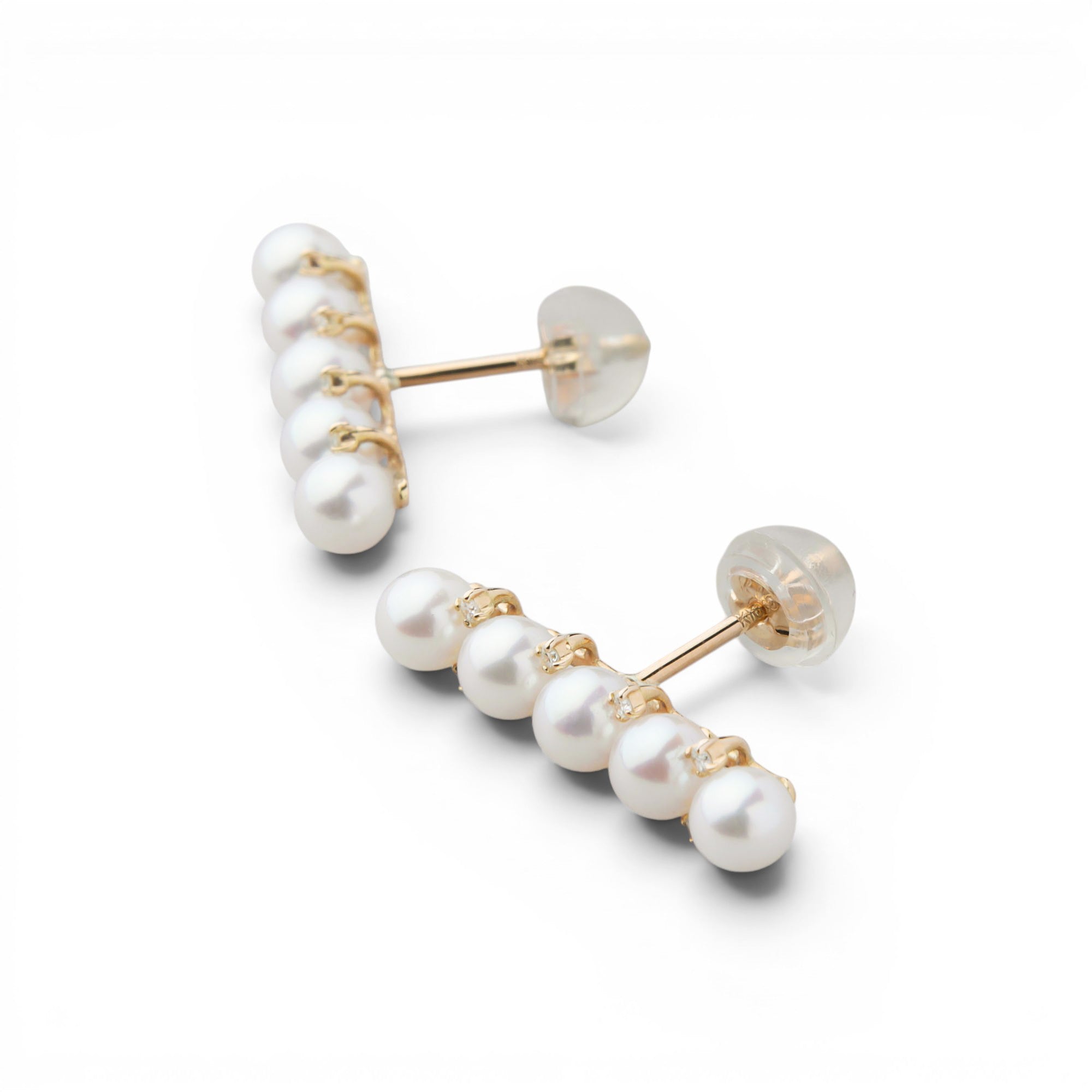 Carina Akoya Pearl 5-Stone Pierced Earrings 3.5-4.0mm K18YG