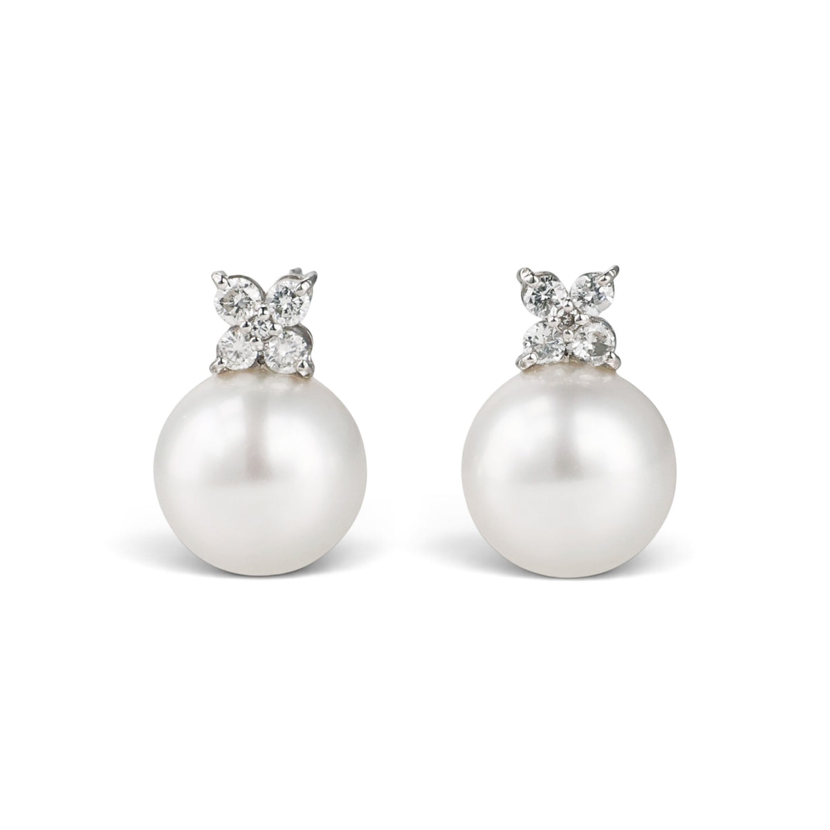 South Sea White Pearl Diamond Earrings 10mmUP PT900 -Aurora Venus- [WSP]