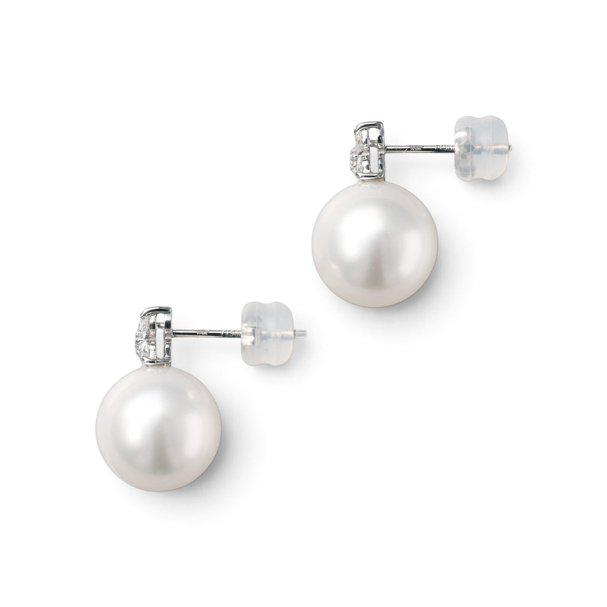 South Sea White Pearl Diamond Earrings 10mmUP PT900 -Aurora Venus- [WSP]
