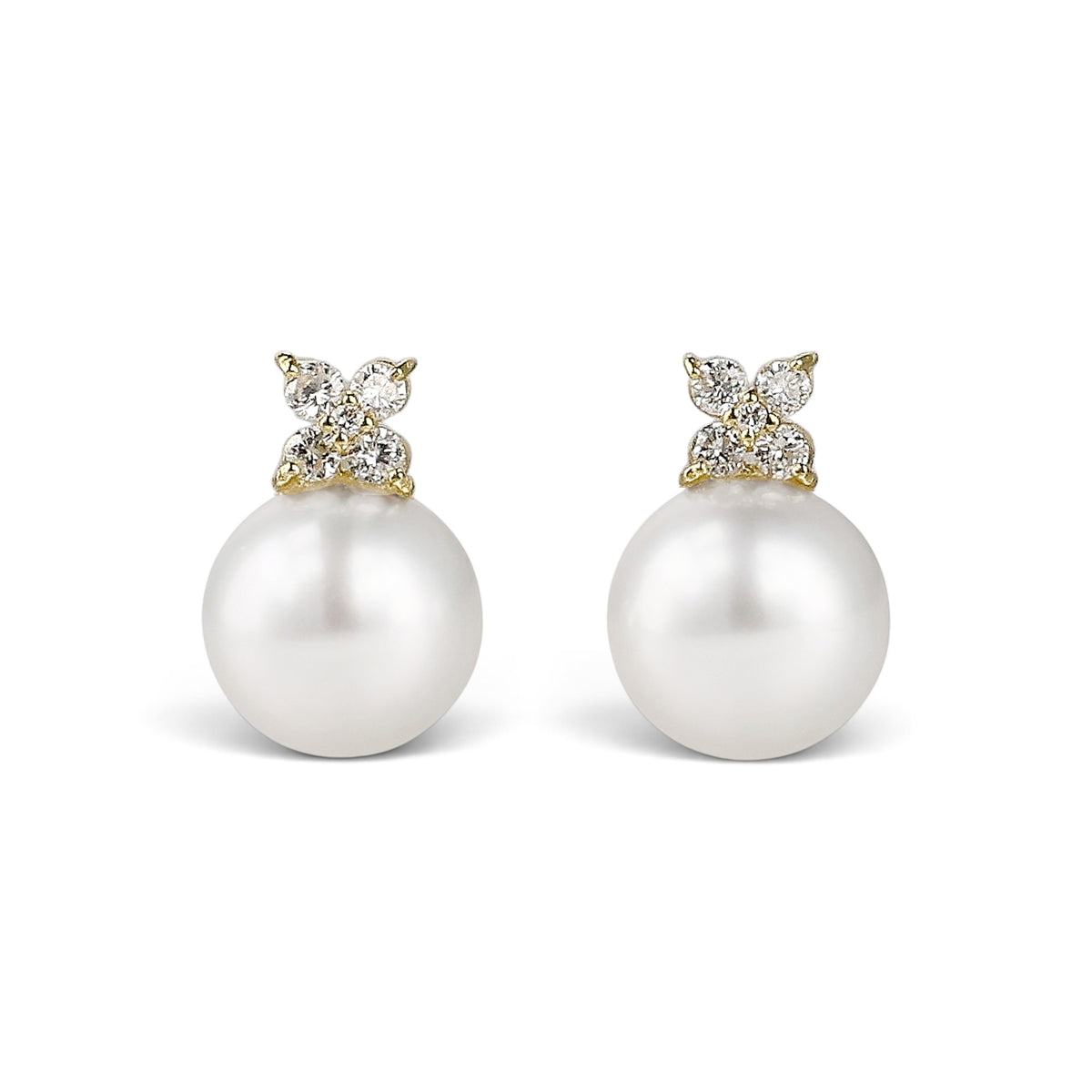 South Sea White Pearl Diamond Earrings 10mmUP K18YG -Aurora Venus- [WSP]
