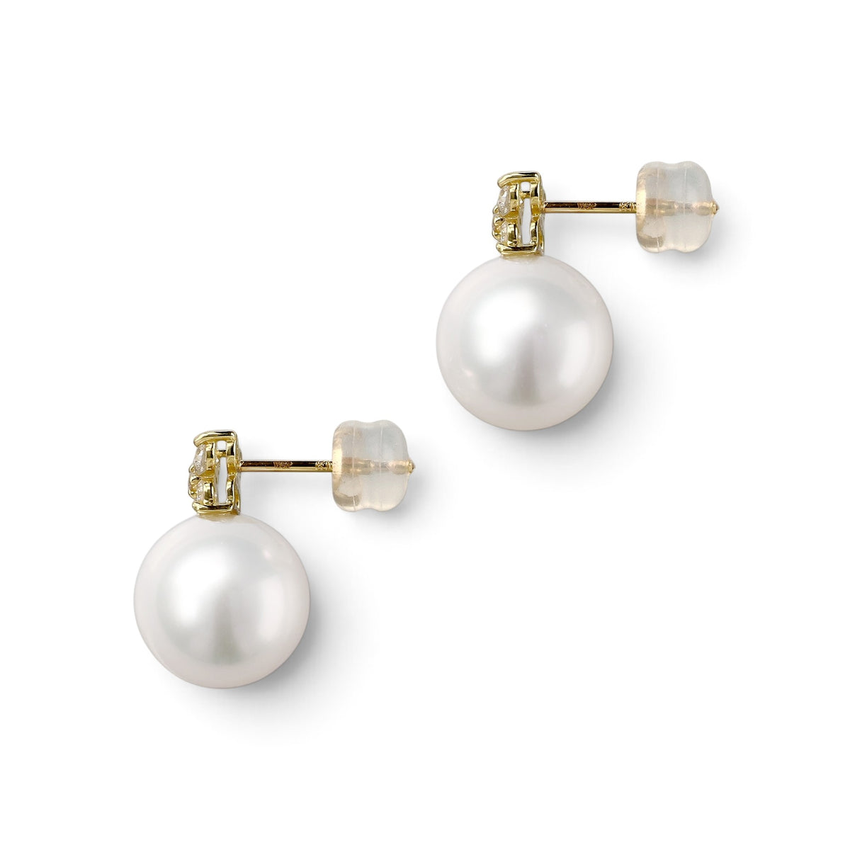 South Sea White Pearl Diamond Earrings 10mmUP K18YG -Aurora Venus- [WSP]