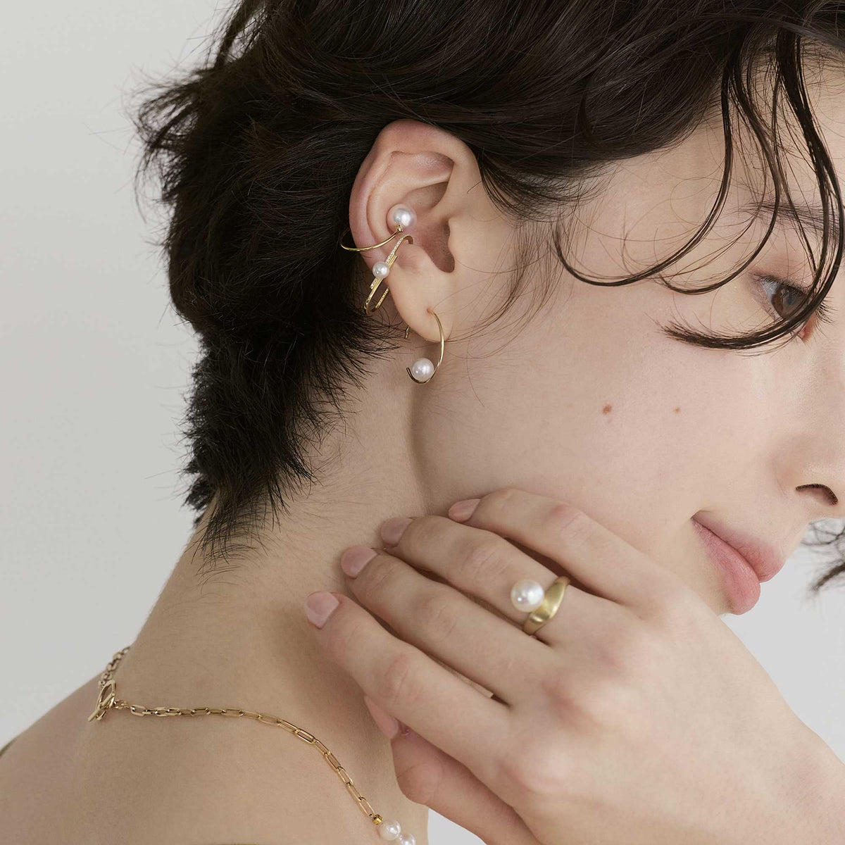 Akoya Pearl Ear Cuff 4.5-8.5mm K18YG