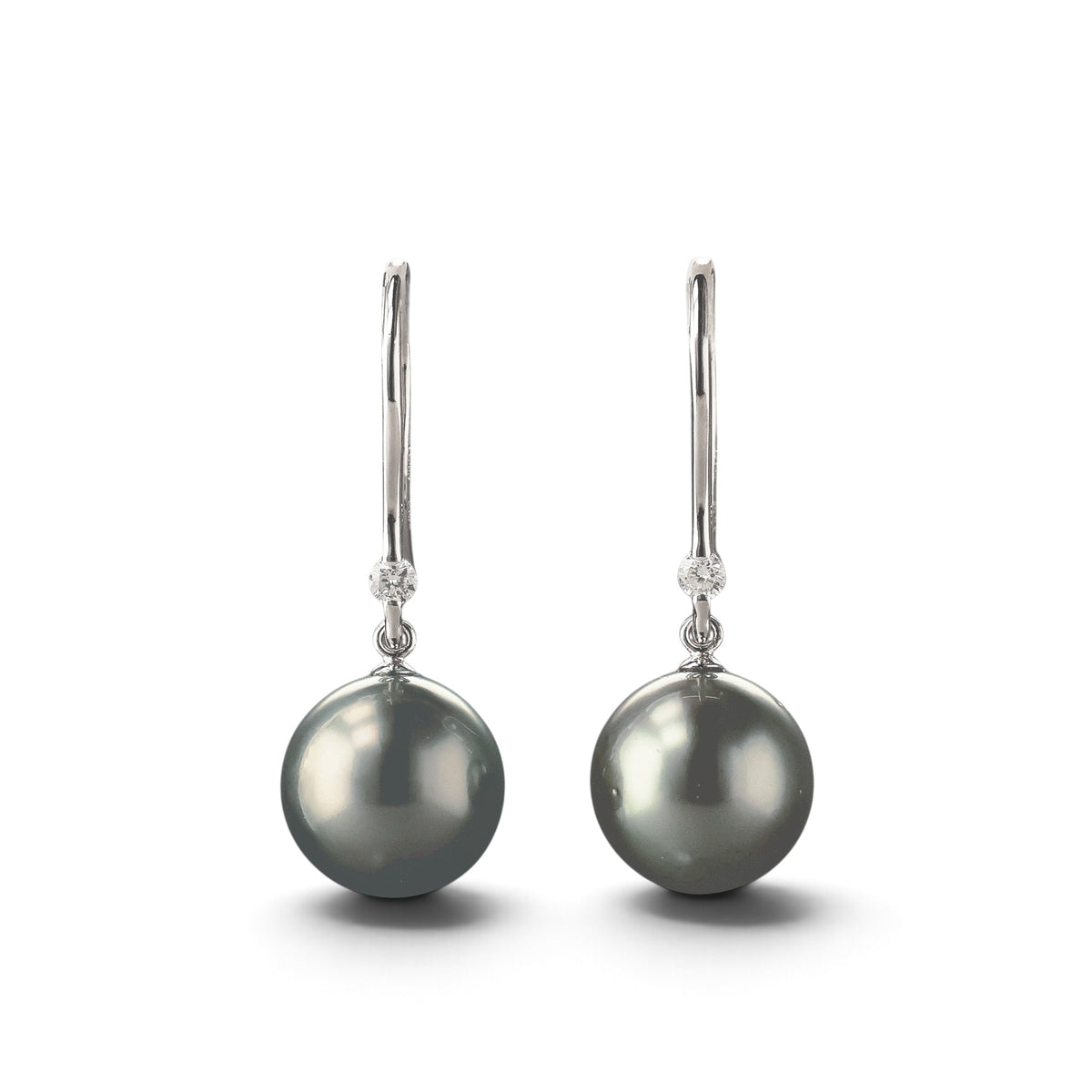 LUXE Tahitian Black Pearl Hook Earrings 9mmUP PT900