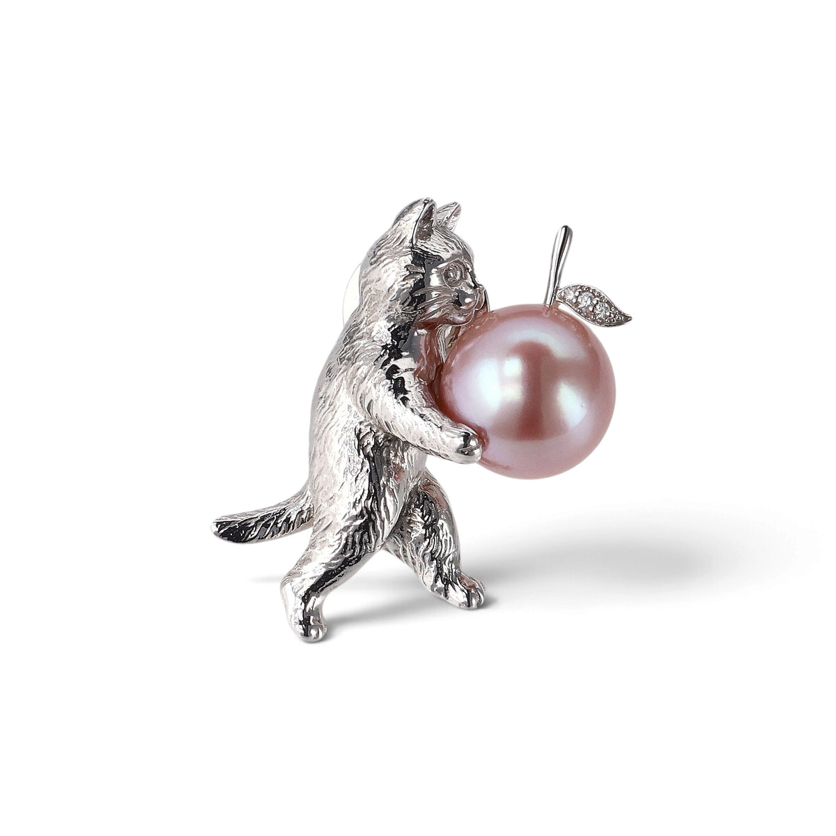 plumberry Freshwater Pearl Cat Brooch 11mmUP SV925 Apple