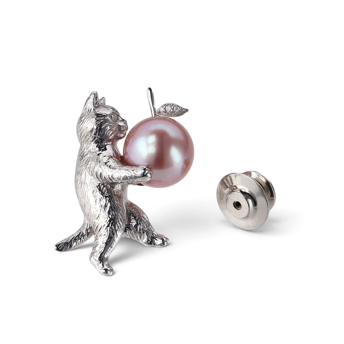 plumberry Freshwater Pearl Cat Brooch 11mmUP SV925 Apple