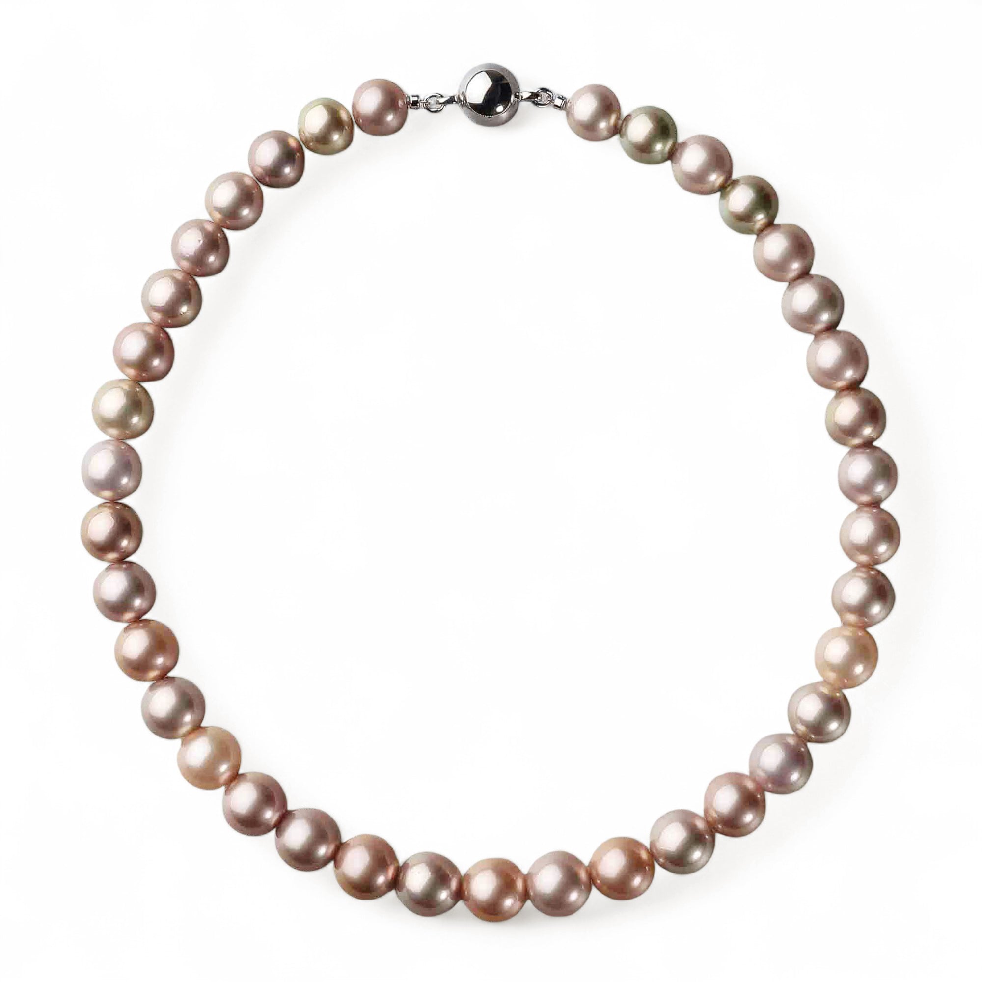 Nucleated Freshwater Pearl Necklace 10.3–12.0mm Kingfisher Certified -Mauvette-