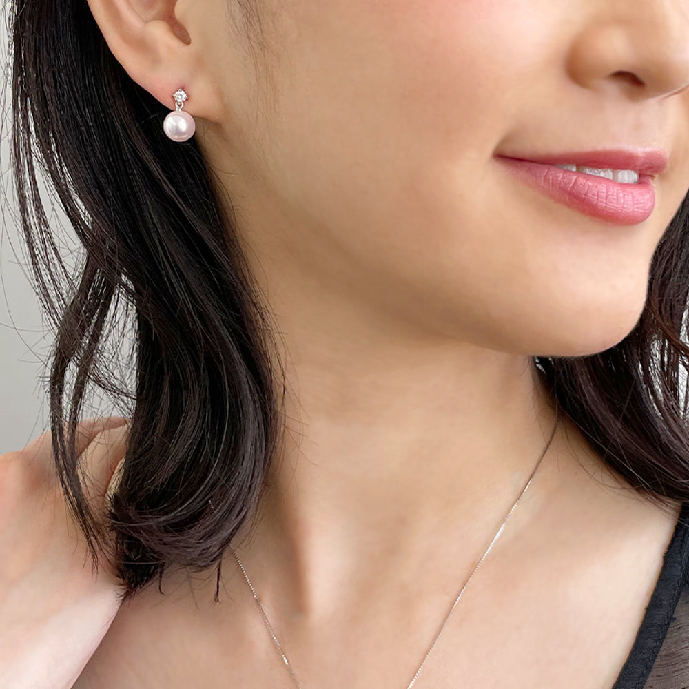 Aurora HANADAMA Akoya Pearl Earrings 8.0–8.5mm K18WG -Premium-