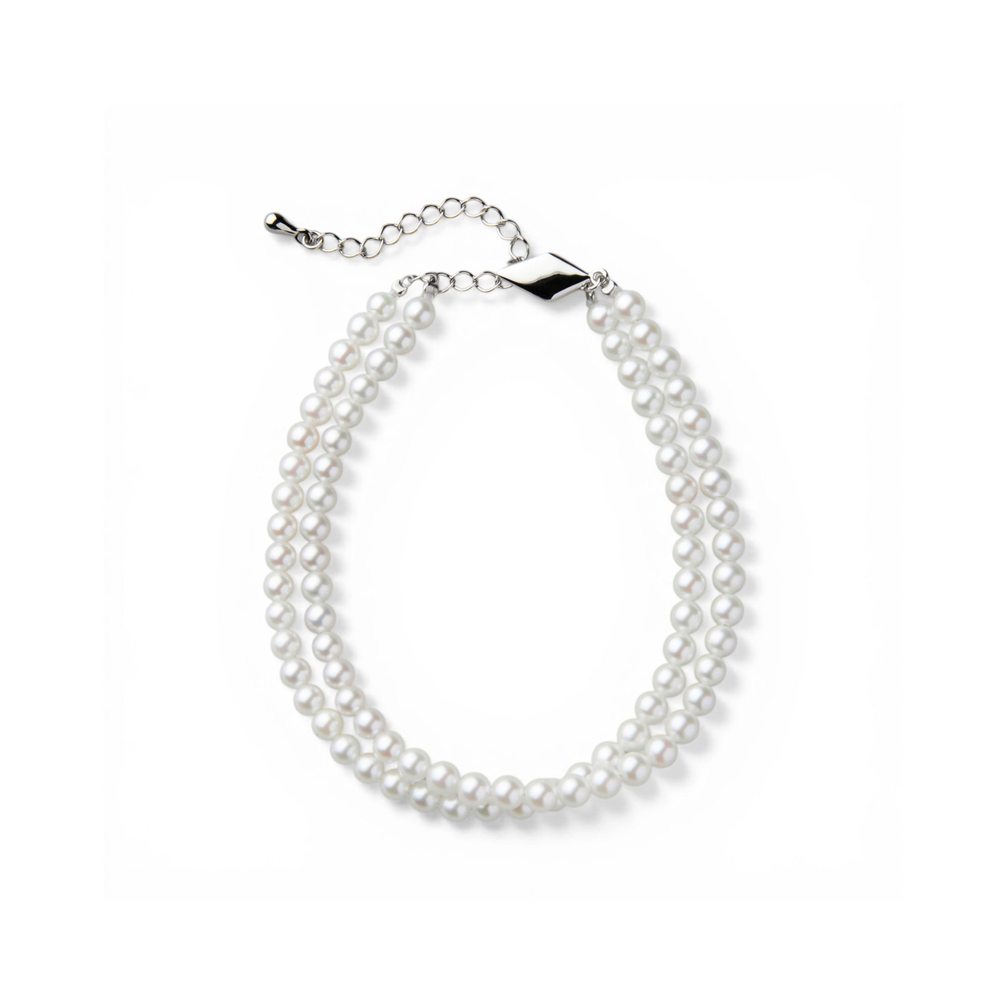 Akoya Pearl Double Strand Bracelet 4.0-4.5mm Clip & Adjuster Multi-strand