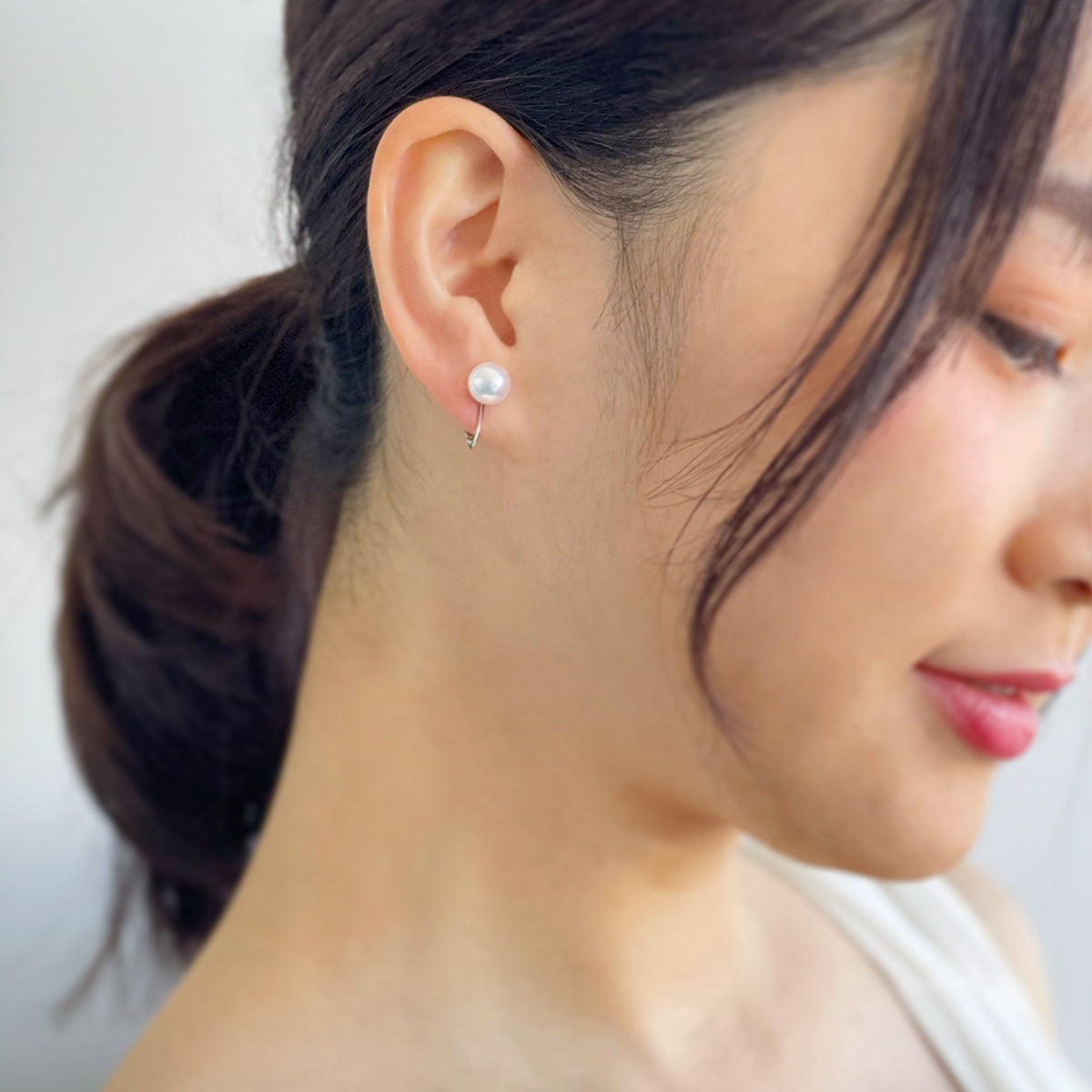 HANADAMA Akoya Pearl Clip-on Earrings 7.5-8.0mm K14WG -TOP Quality-
