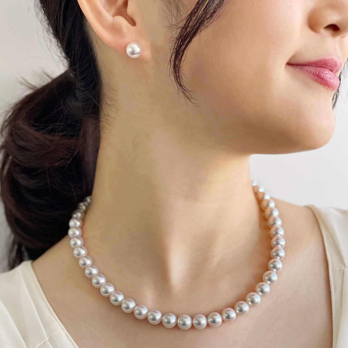 HANADAMA Akoya Pearl Necklace Set 9.0-9.5mm
