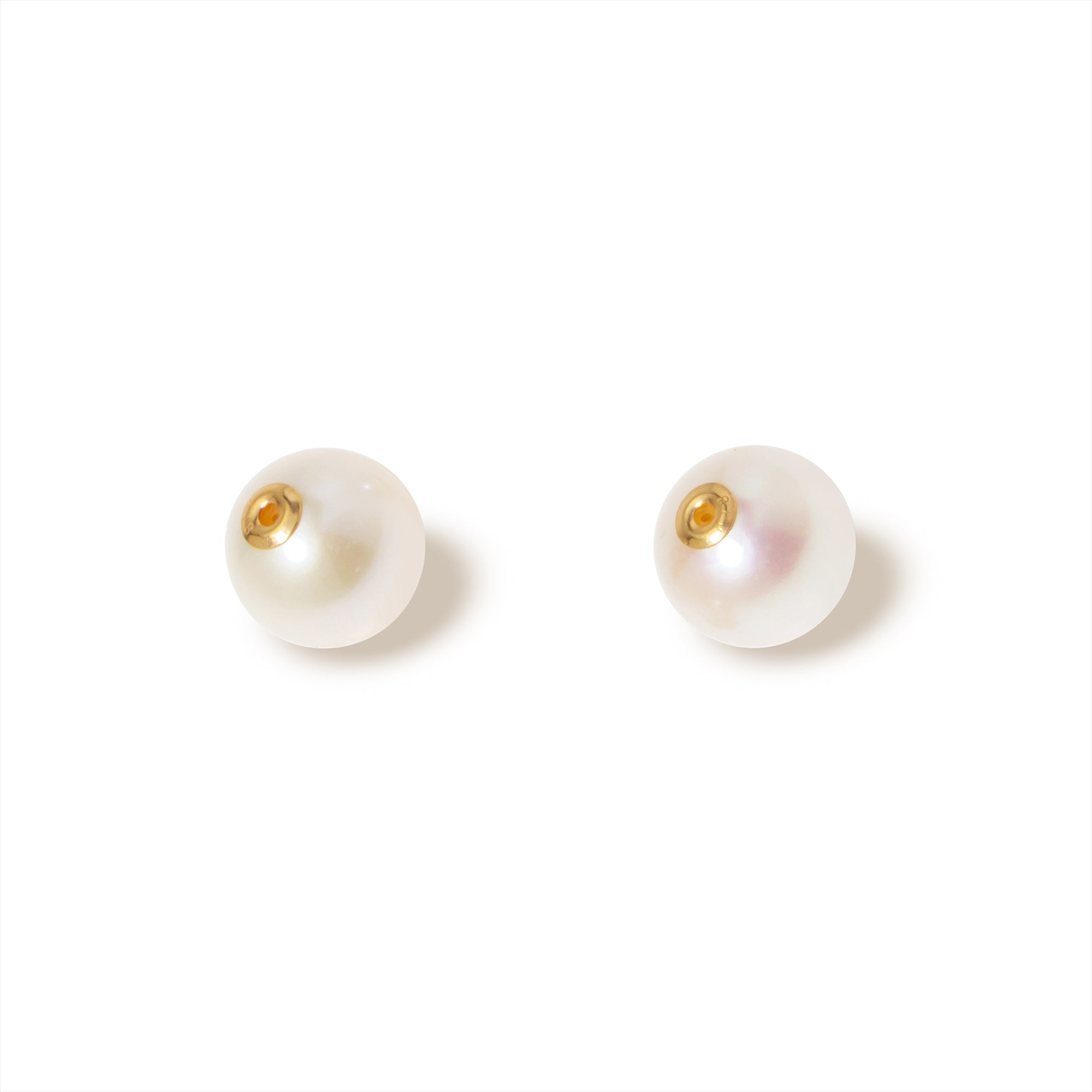 Malolo 鉤狀耳環 淡水珍珠 9–12 mm 白色 K10YG