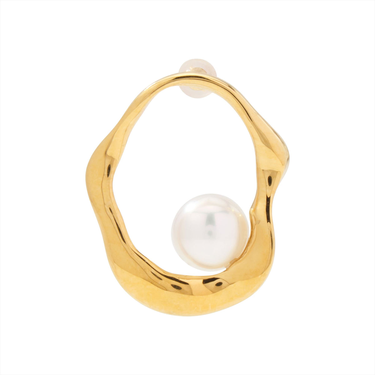 Marissa Earring Wave/Inside (Single Ear) Freshwater Pearl 10mmUP K18YG/SV GP