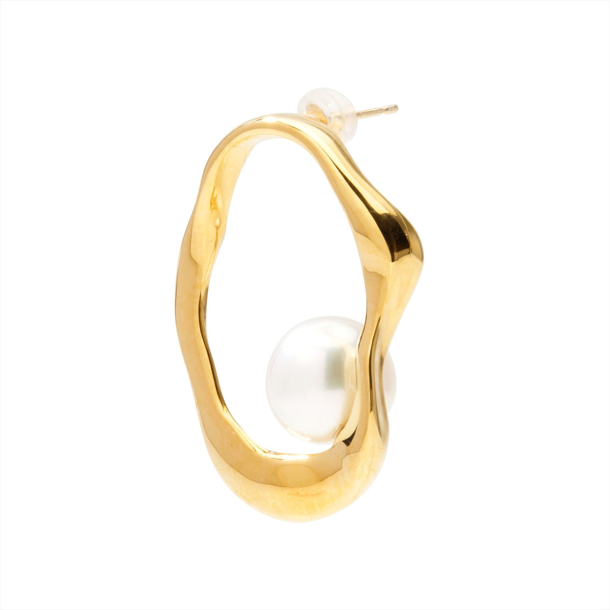 Marissa Earring Wave/Inside (Single Ear) Freshwater Pearl 10mmUP K18YG/SV GP