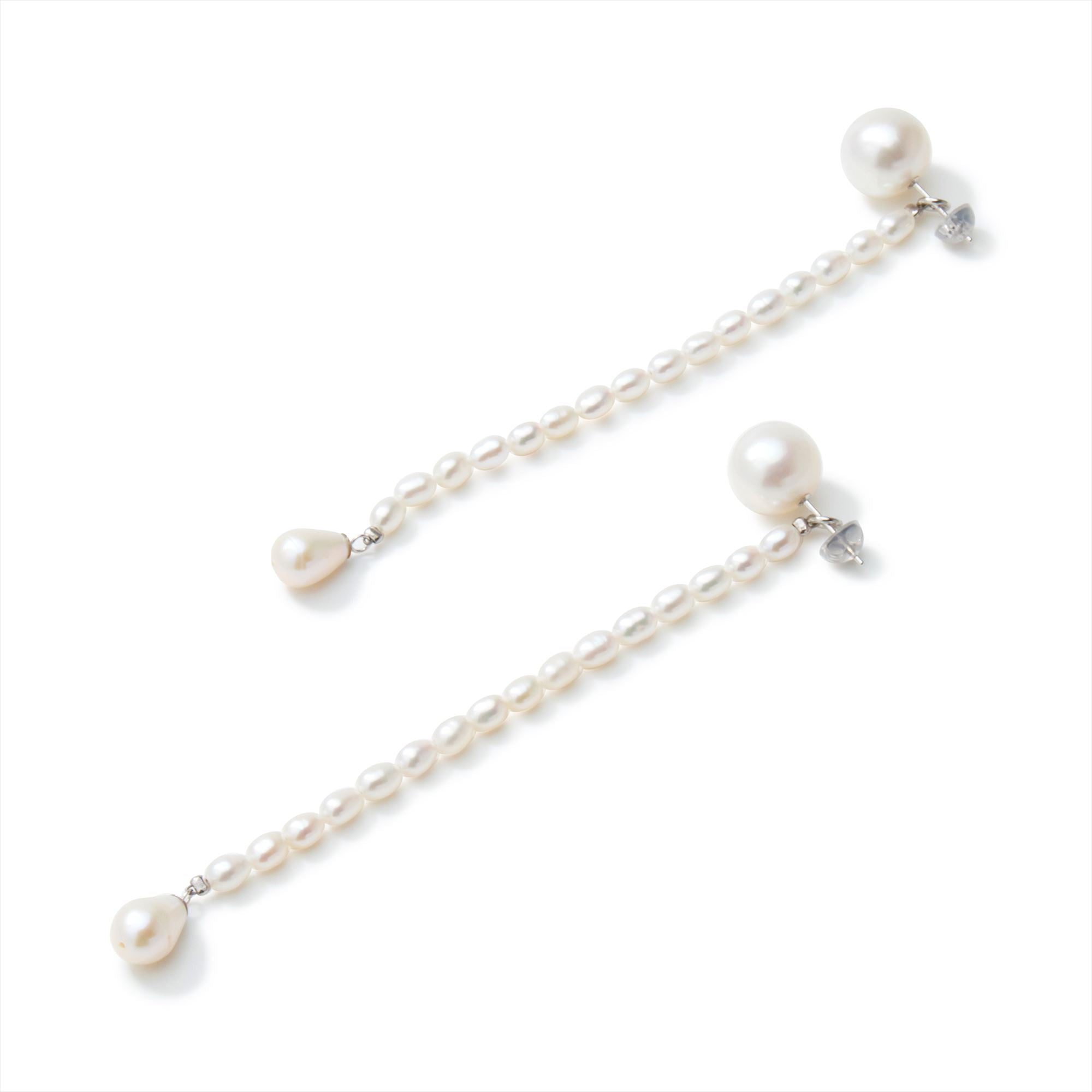 Riz Charm 耳环 淡水珍珠 11–12毫米 / 3.5–7.0毫米 K14WG