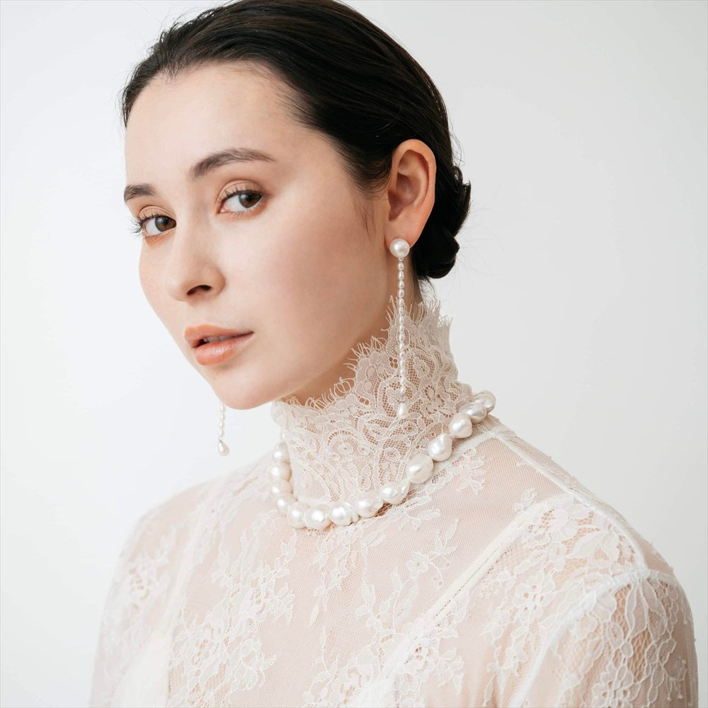 Riz Charm 耳环 淡水珍珠 11–12毫米 / 3.5–7.0毫米 K14WG