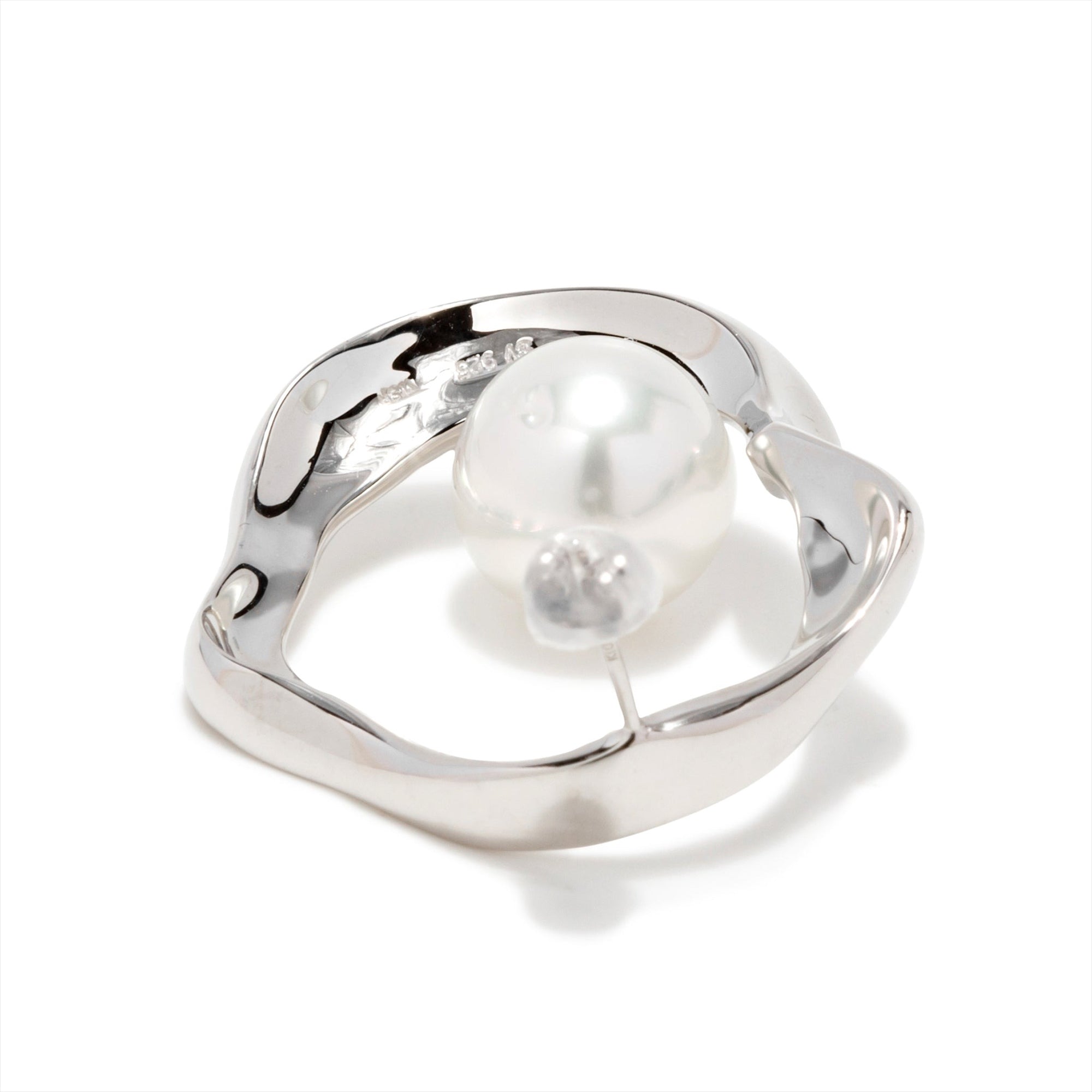 Marissa Earrings Wave/Inside (Single) Freshwater Pearl 10mmUP SV925/K18WG