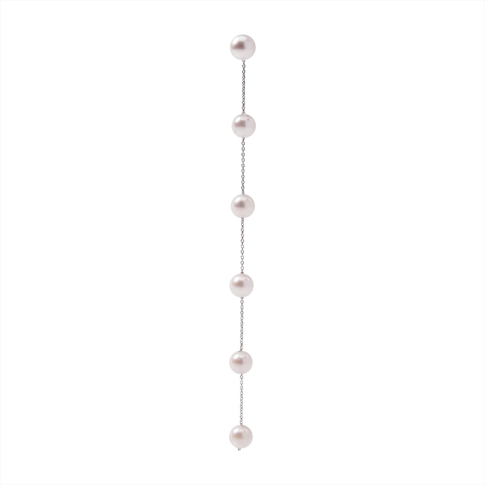 Michele Station 耳环（单只）/ 11cm 日本阿古屋珍珠 6.0-7.0mm K14WG/SV925
