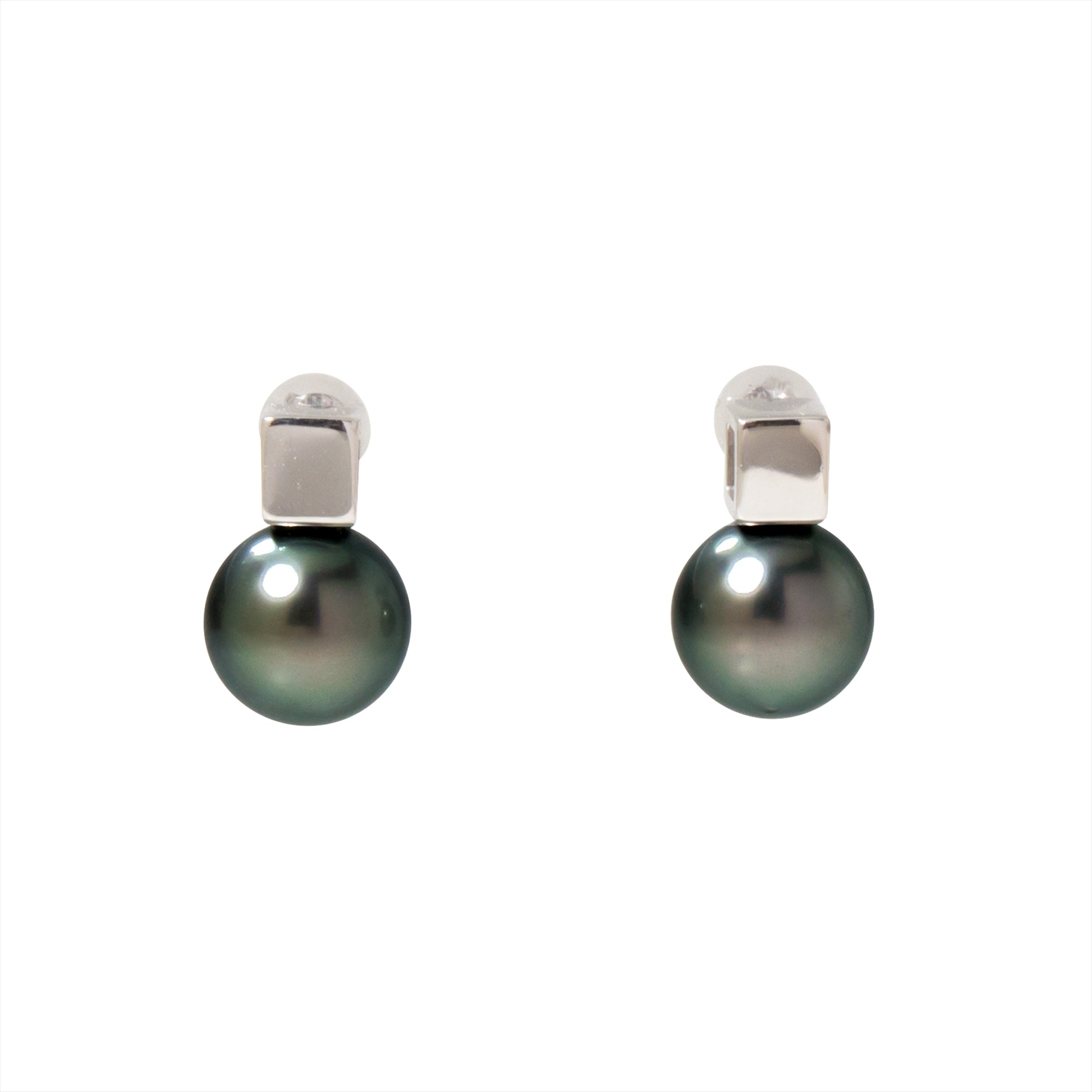 Carre Earrings Tahitian Pearl 9mmUP SV925/SV925GP K18WG/K18YG