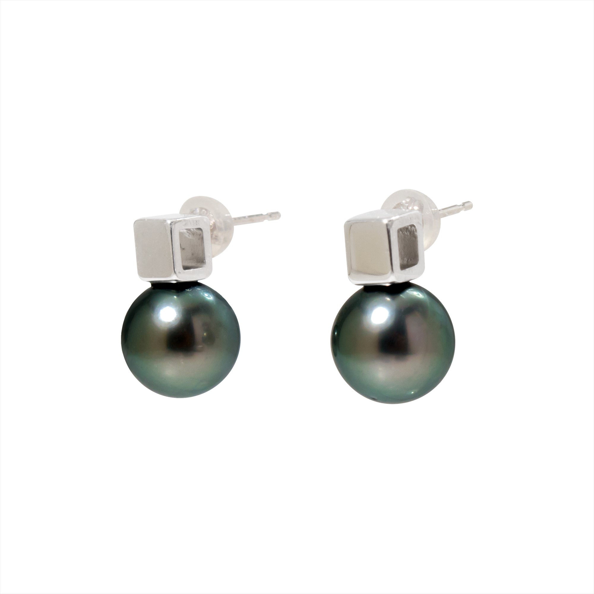 Carre Earrings Tahitian Pearl 9mmUP SV925/SV925GP K18WG/K18YG