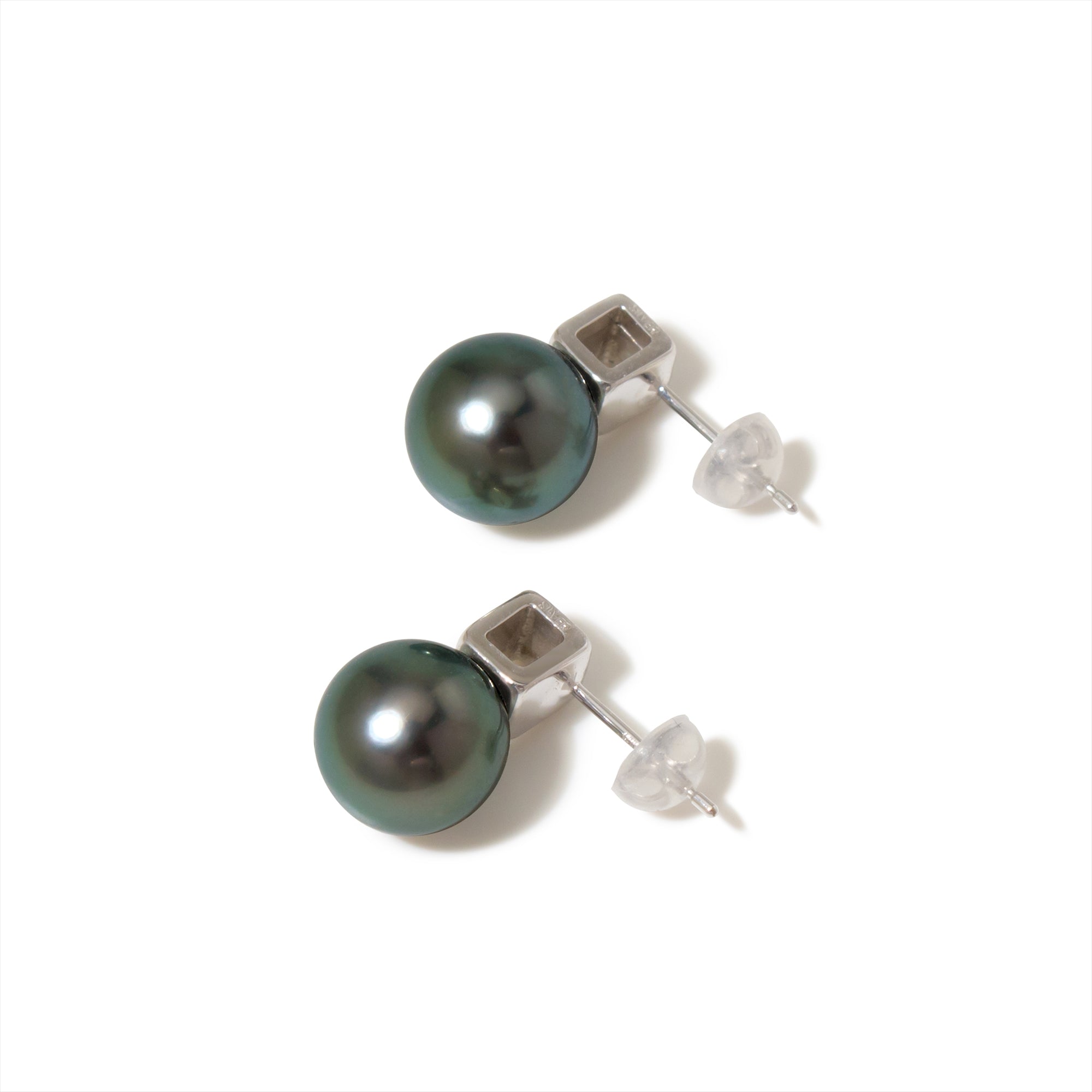 Carre Earrings Tahitian Pearl 9mmUP SV925/SV925GP K18WG/K18YG