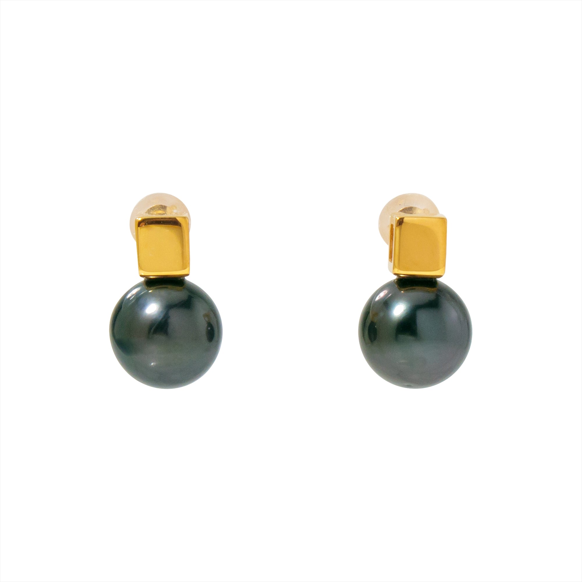 Carre Earrings Tahitian Pearl 9mmUP SV925/SV925GP K18WG/K18YG