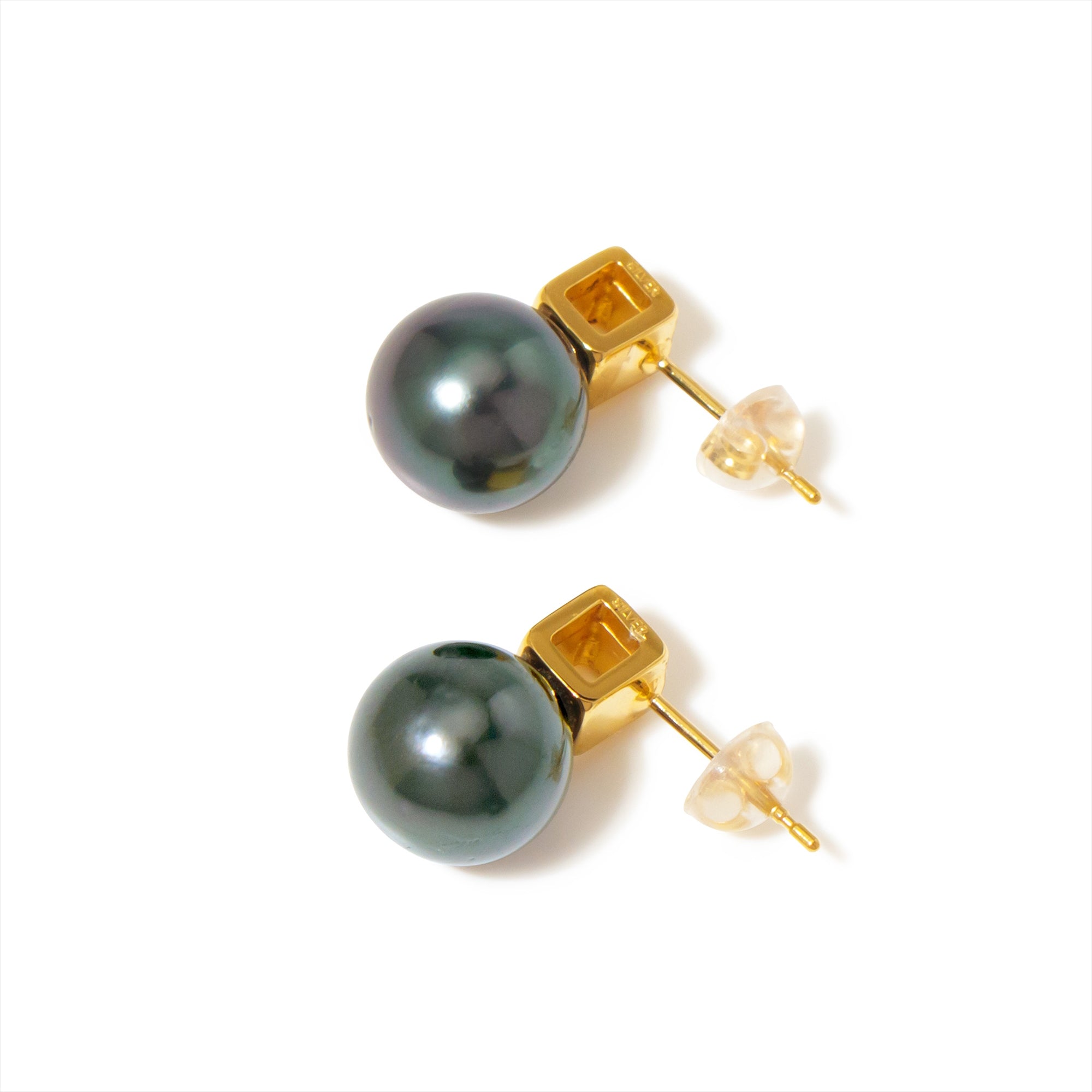 Carre Earrings Tahitian Pearl 9mmUP SV925/SV925GP K18WG/K18YG