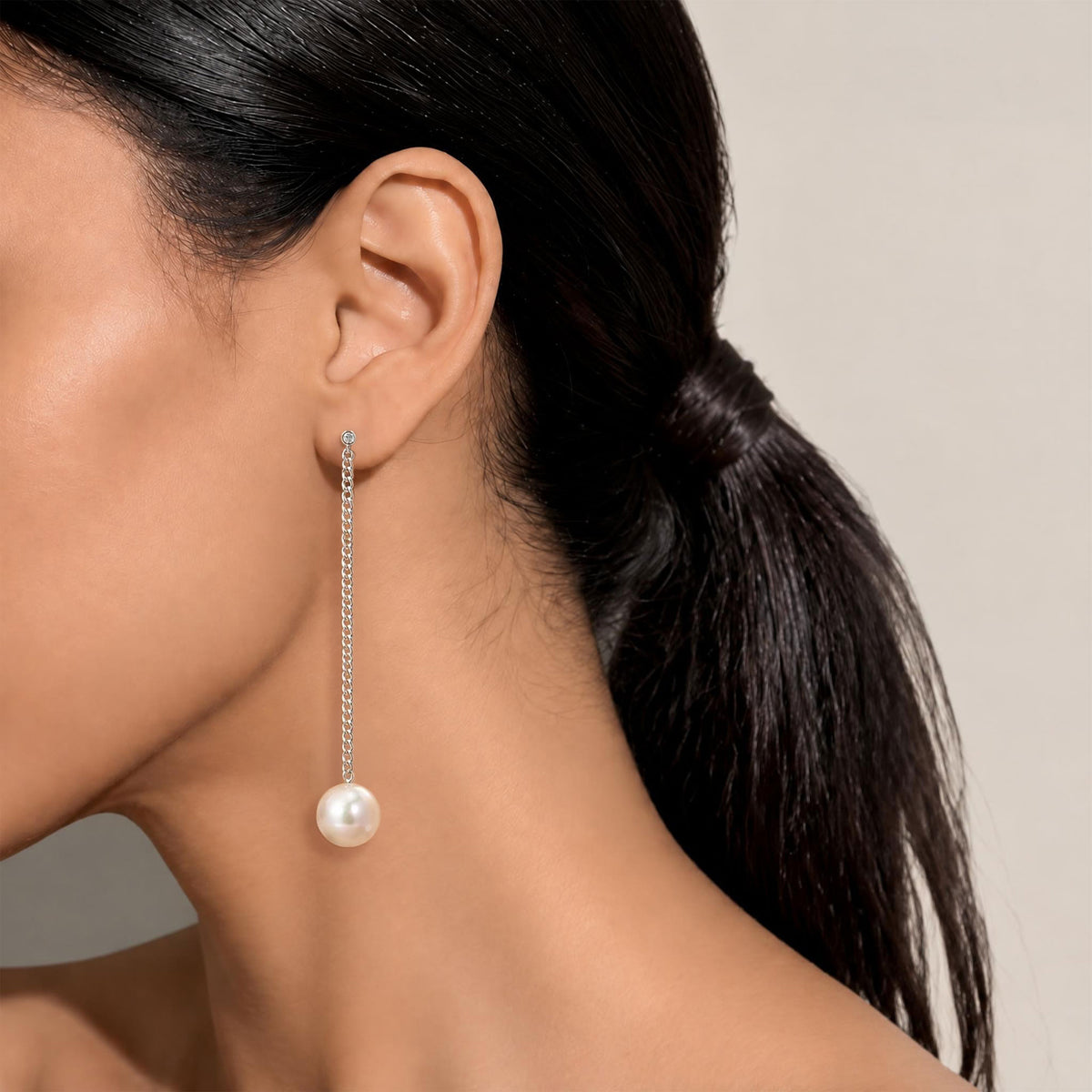 Manon Earring / Down Pearl (Single) Freshwater Pearl 11mm and above K10WG/SV925