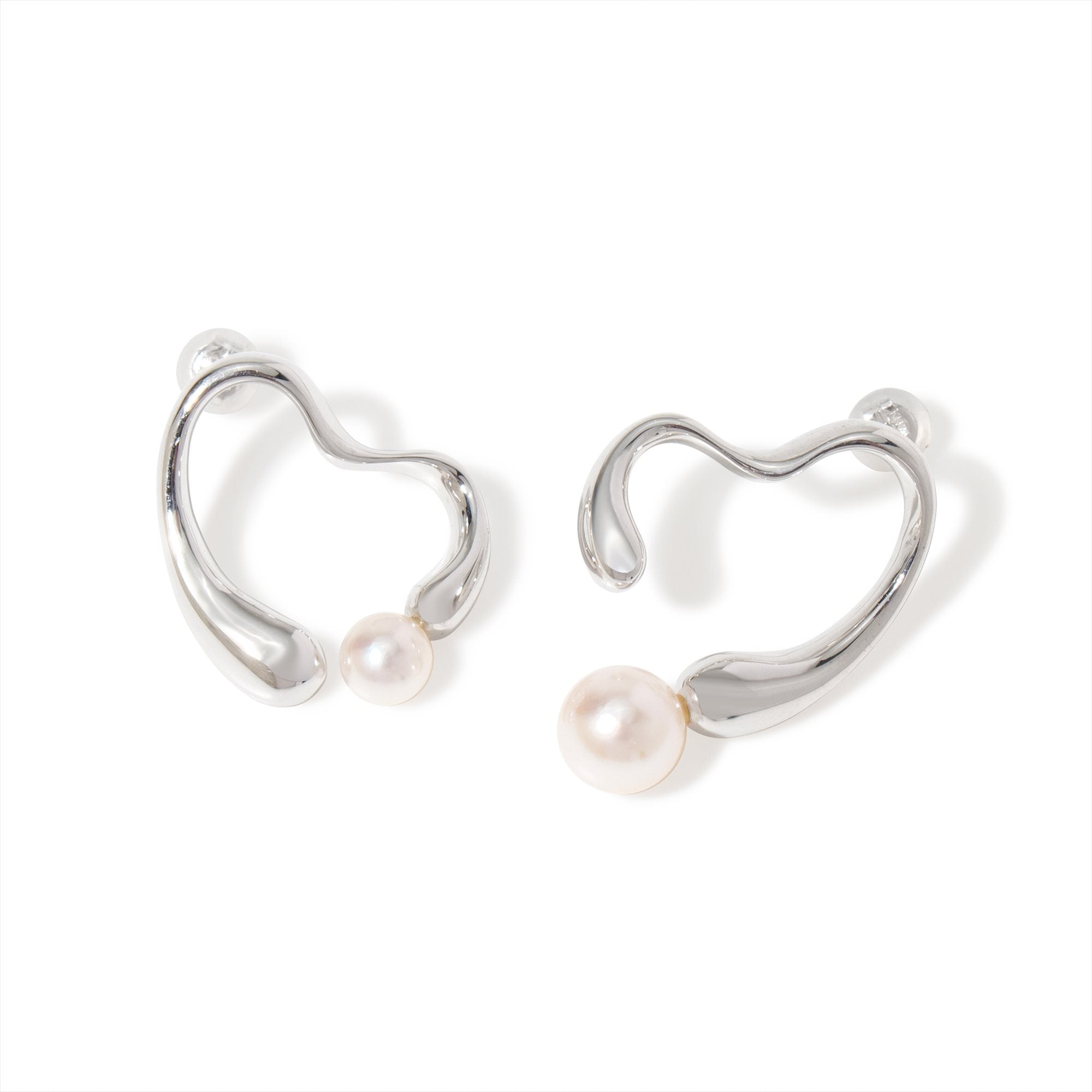 [wingbling] 925Silver☆Bianco Pearl One Touch Ring Earrings Silver Graine Earrings | Soeur