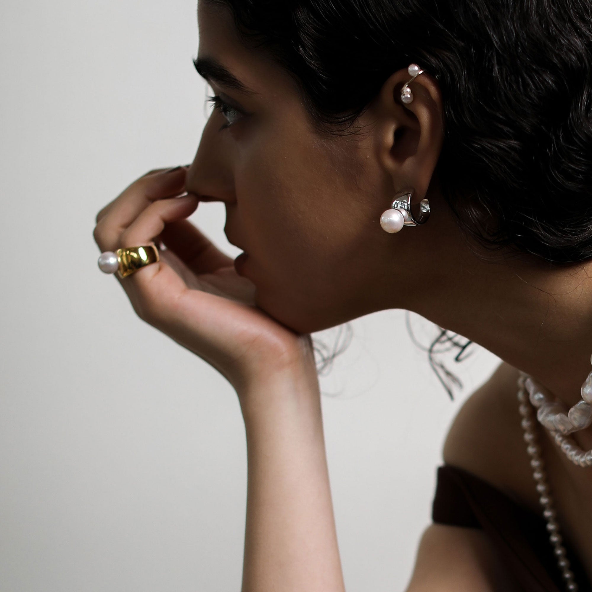 Margot Earrings Freshwater Pearl 11mmUP SV925/K18WG