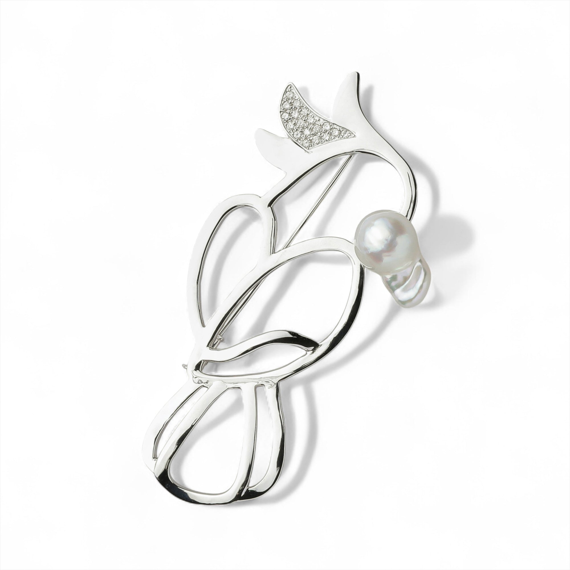 Parler Baroque Pearl Brooch Akoya Pearl 9mmUP SV925 Diamond