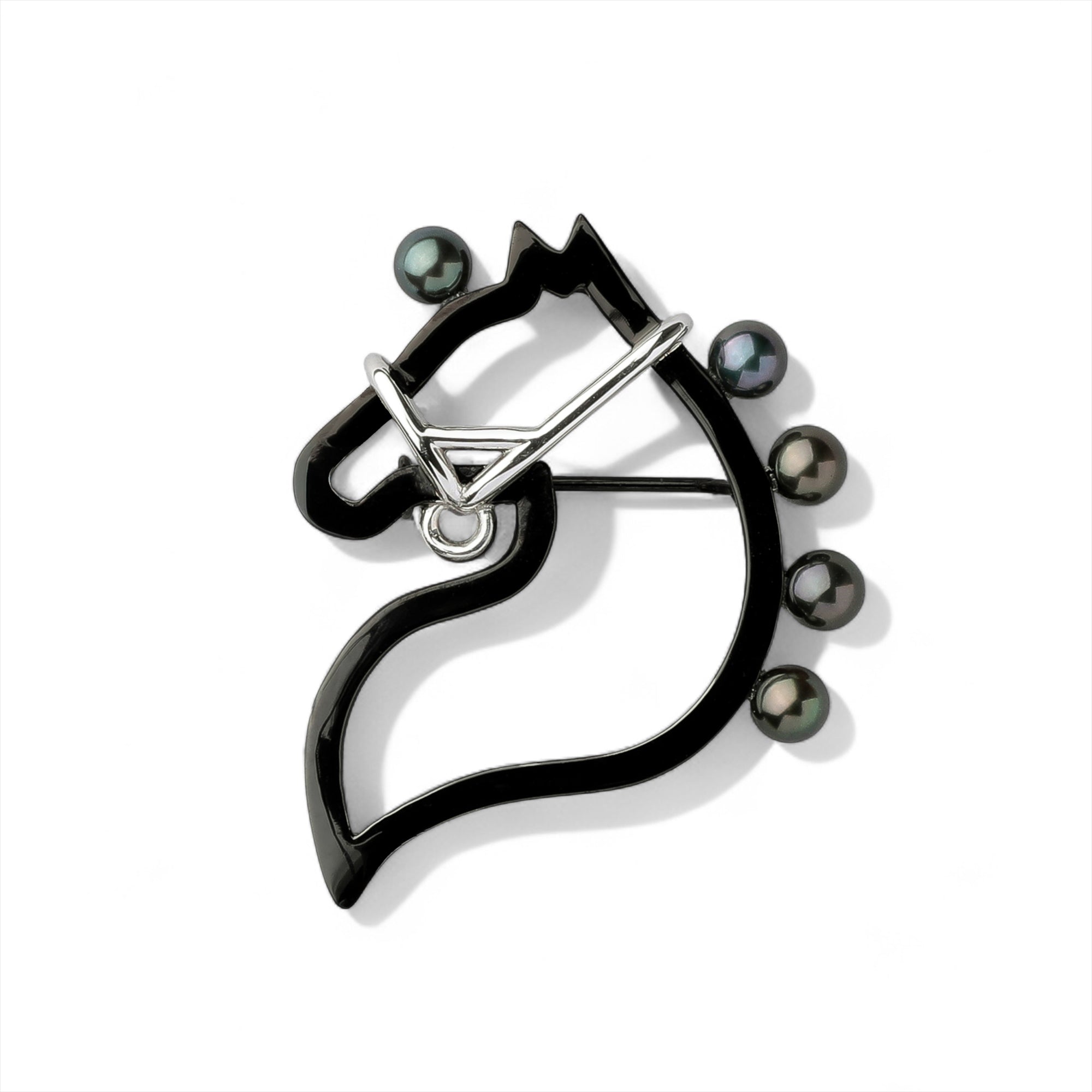 Cheval Brooch S Akoya Black Pearl 4.5-5.0mm SV925 BRhP